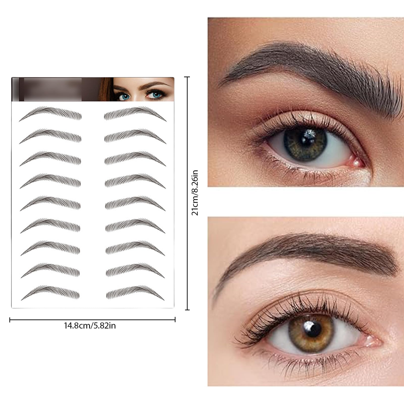 AWAVM 7Sheets/77Pairs 4D Hair-Like Tattoo Stickers Waterproof Natural Fake Eyebrow Stickers,Long Lasting Eyebrow Grooming Shaping Perfect for Women and Girls (Black-13) - Image 2