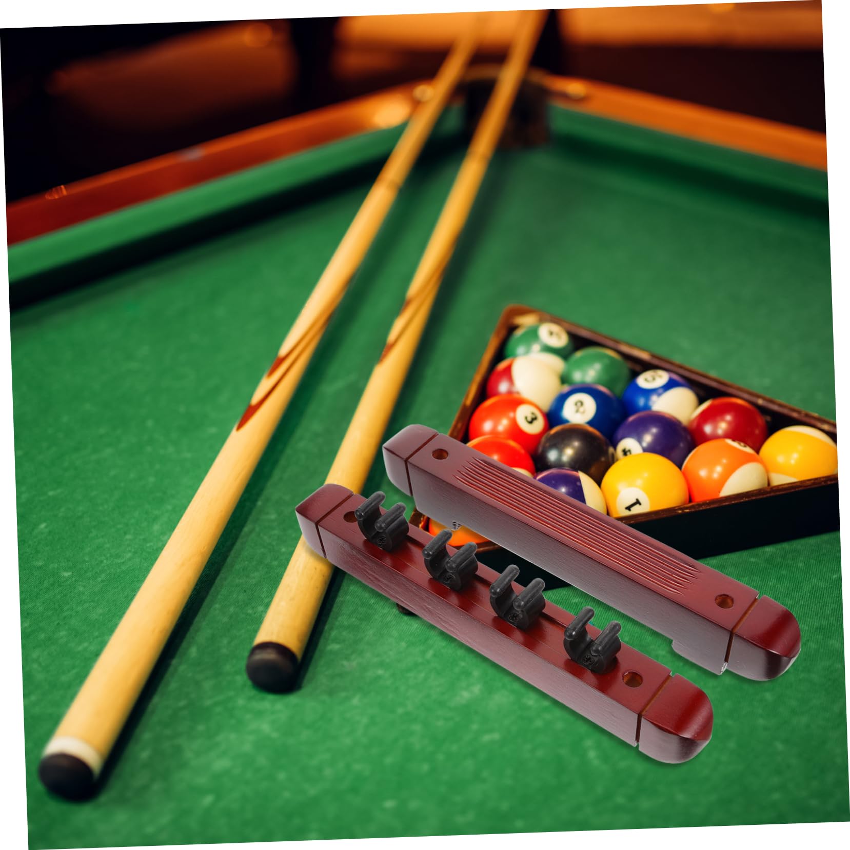 Abaodam 1Set Wall Mounted Billiard Rack Slot Wooden Holder Organizer for Pool Storage Elegant Design Wine Space Saving Multi Purpose Display Stand for Cues and Fishing