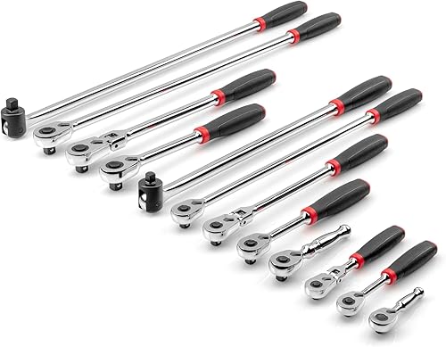 Miniatura 2 de TEKTON SDR99005 - Juego de trinquete y barra de separación rápida de agarre cómodo de 14, 38, 12 pulgadas (12 piezas)