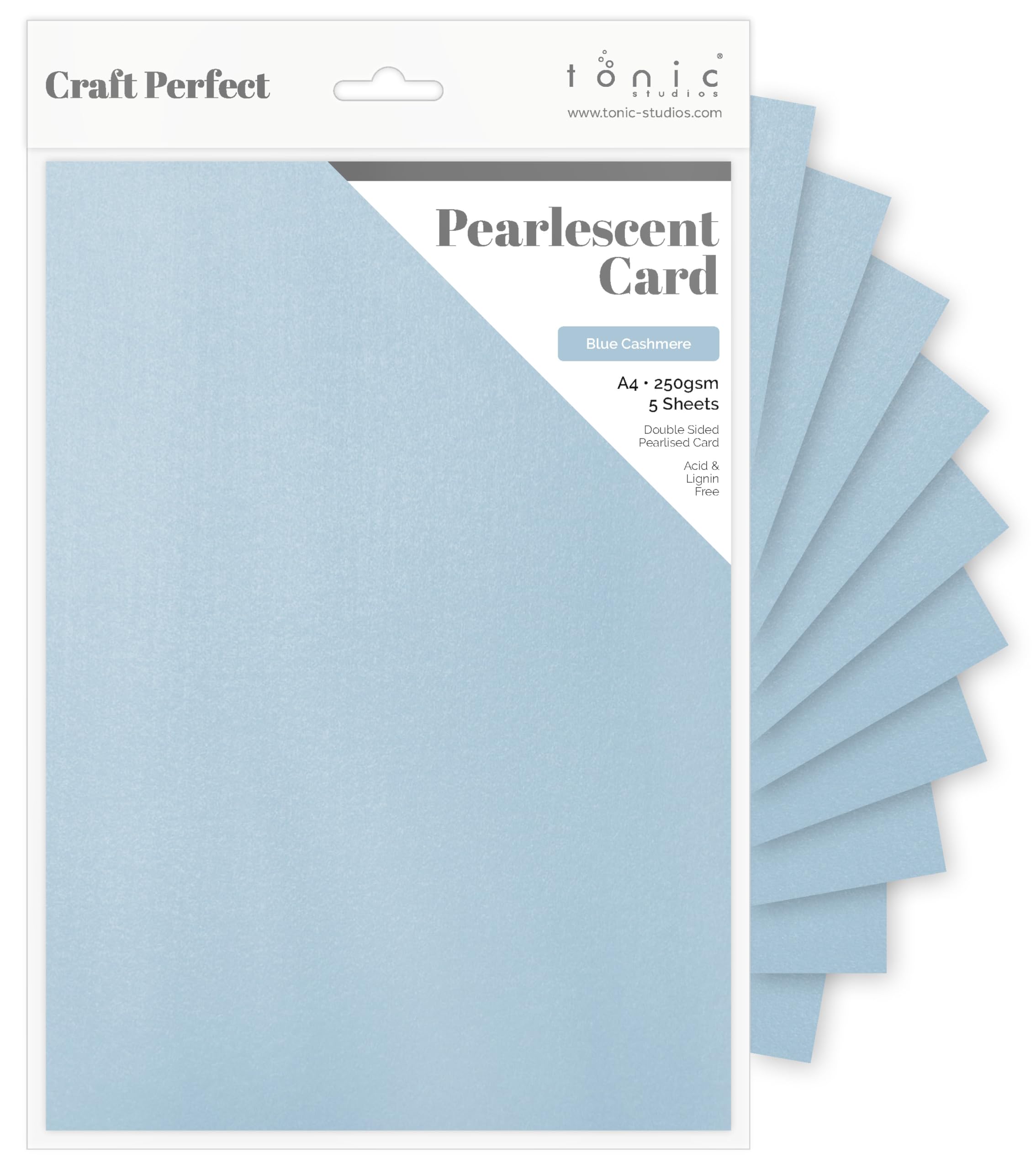 TONIC STUDIOS Craft Perfect Pearlescent Cardstock 8.5" x 11" 5 Pieces-Blue Cashmere, OSFA