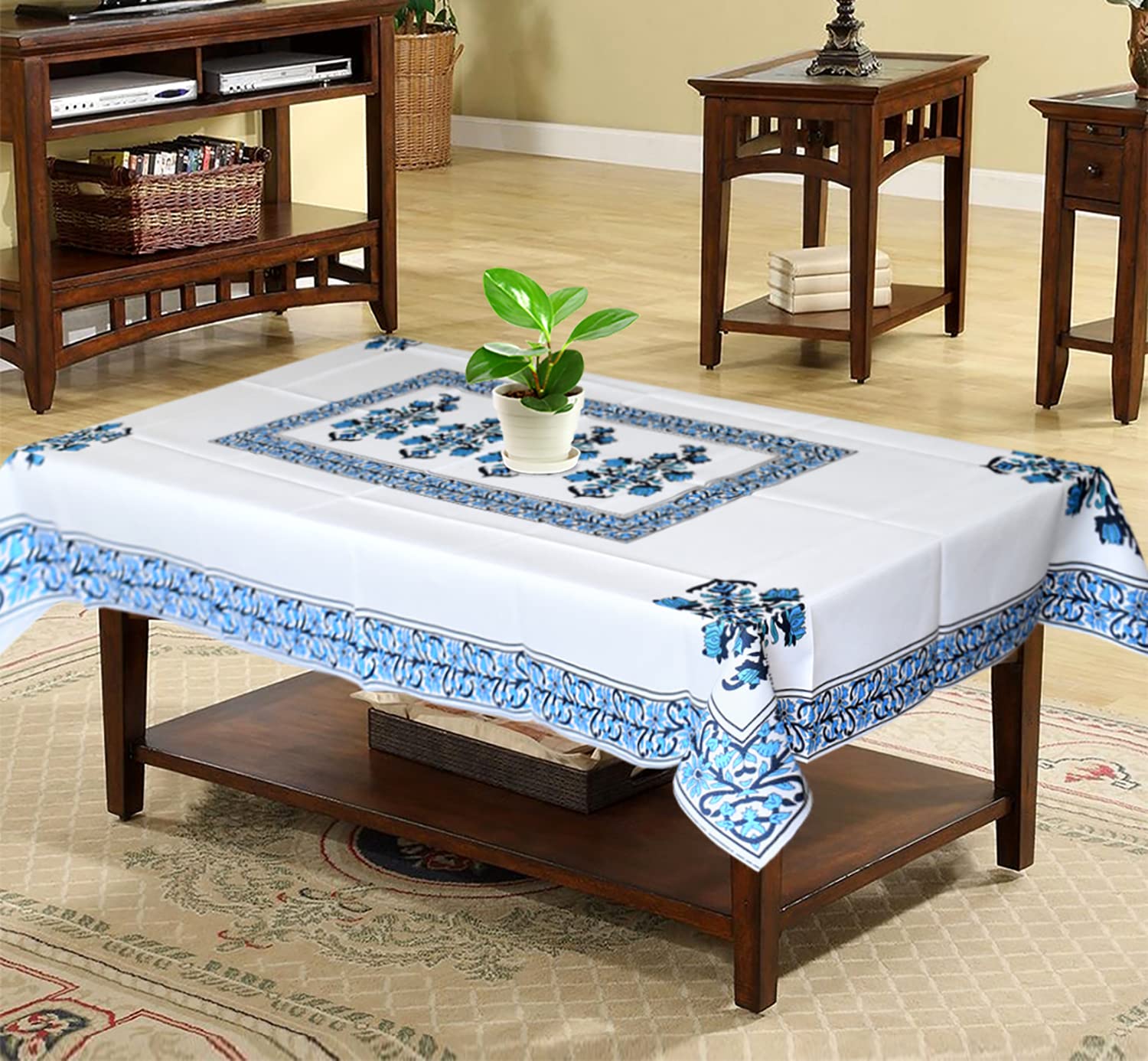 Kuber Industries Floral Print Polyester Center Table Cover/Table Cloth for Home Decorative Luxurious 4 Seater, 60"x40" (Blue) 54KM4260 (B0B42LQ3DR) Amazon Price History, Amazon Price Tracker