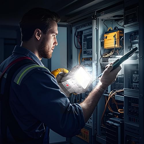 Miniatura 4 de Linterna de foco LED linterna recargable de 4000 lúmenes 10000 mAh foco de alta potencia linterna de búsqueda de campamento 34 modos de luces Negro,