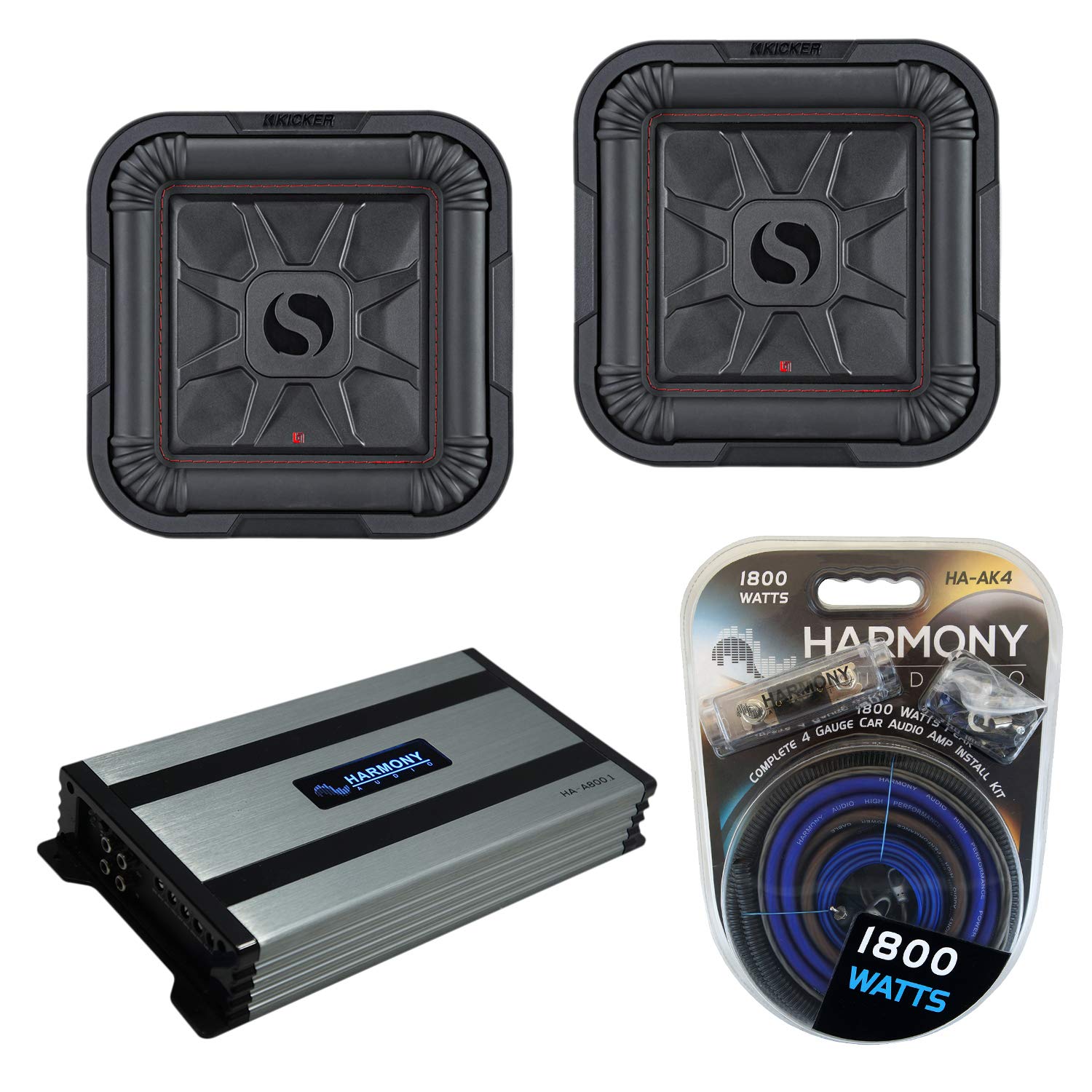 Kicker (2) 46L7T102 Car Audio L7T Shallow Mount 10" Sub Square L7 Subwoofer L7T102 Bundle with Harmo
