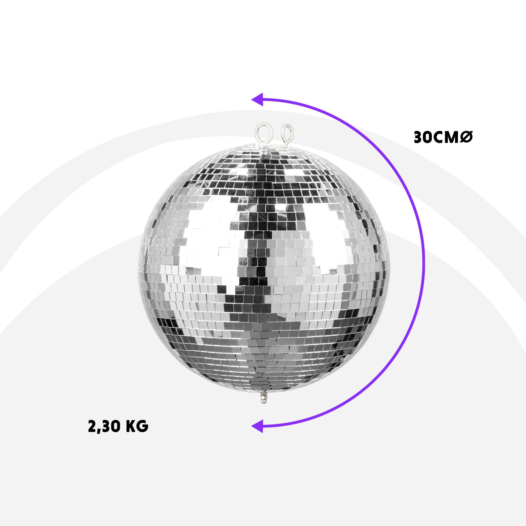BeamZ MB30 - Bola de discoteca de espejos de 30 cm de diámetro para colgar del techo, espejos de cristal de 10 x 10 milímetros, interior de PVC ignífugo, ideal para decorar fiestas, discotecas, etc.