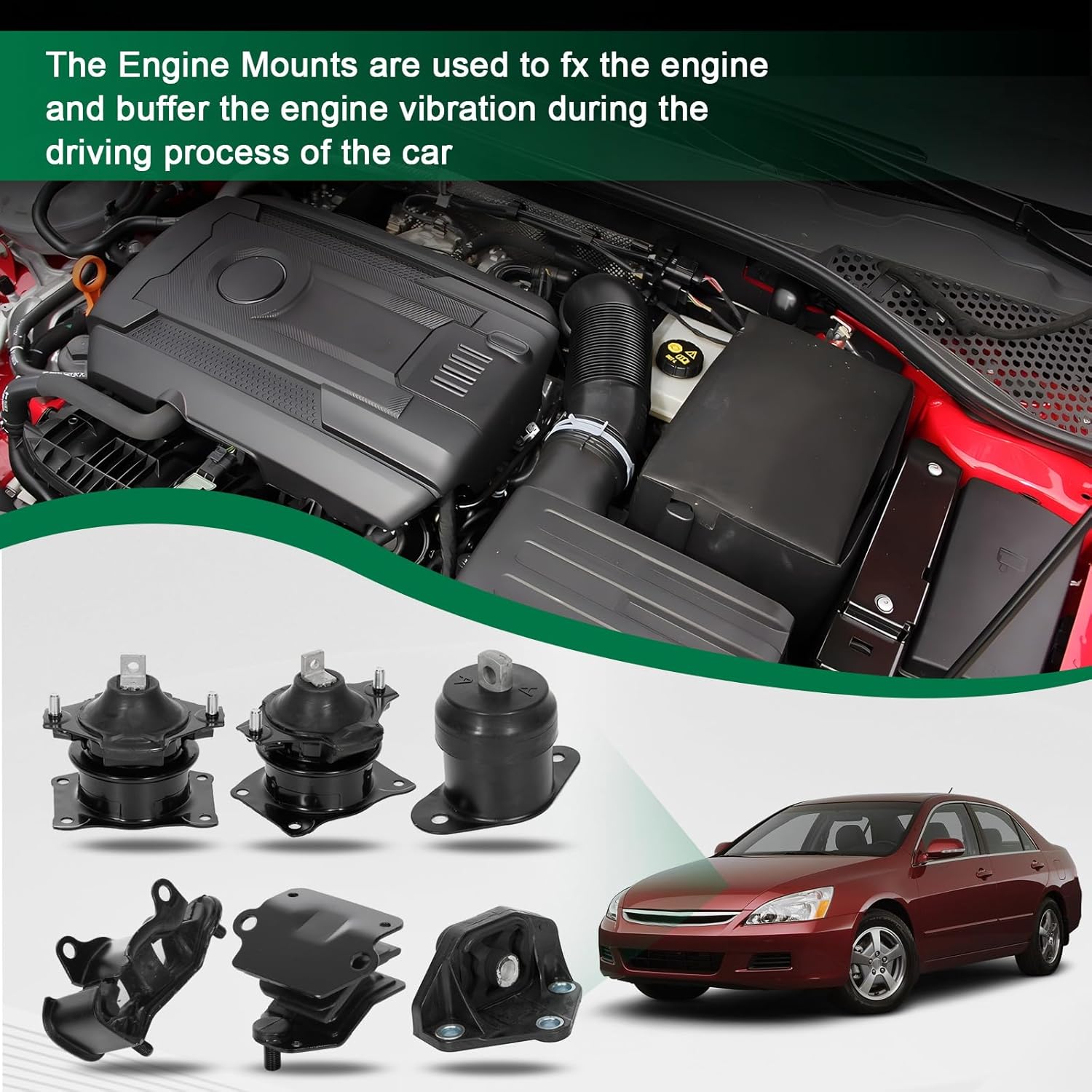 SCITOO Engine Motor and Trans Mounts Set Compatible with 2004-2006 for Acura TL 2003-2007 for Honda Accord,OE A4526HY A4517 A4566 A4599HY A4524 A4544 A65002 A4527 9247 9297 9451 9215 9220 9458