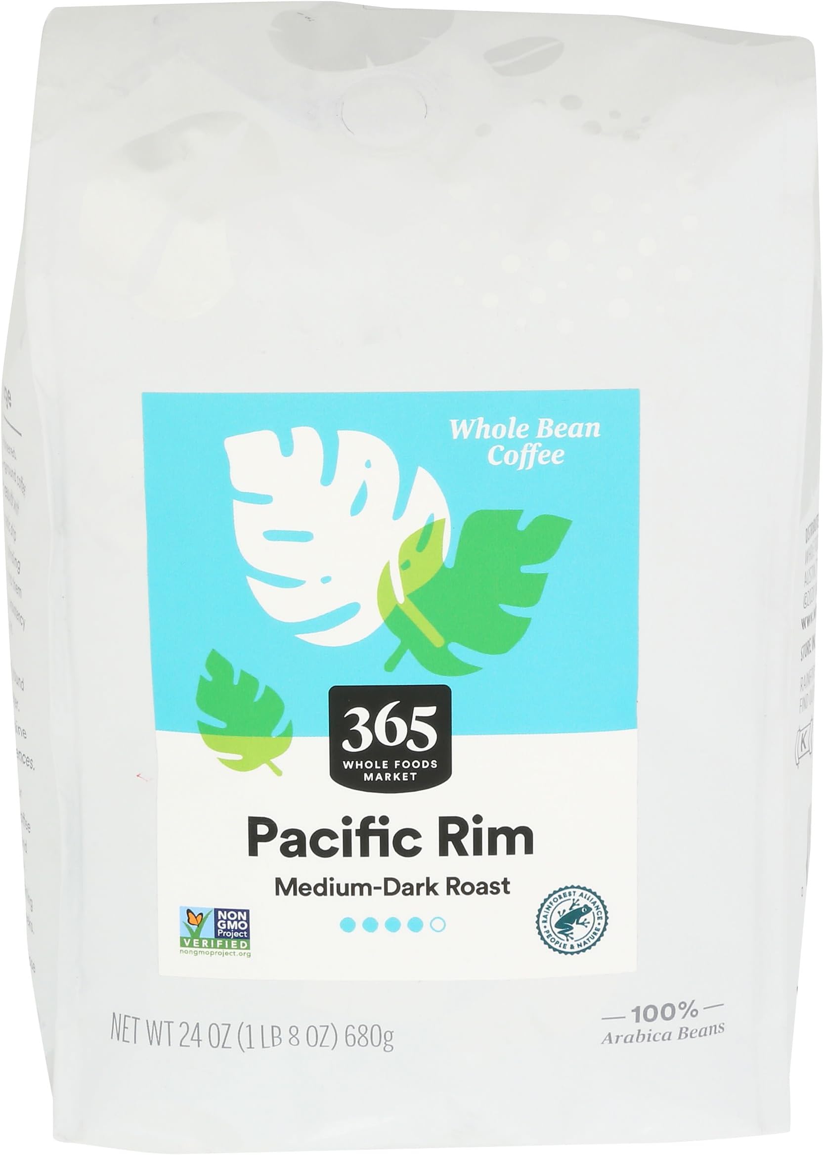 Pacific Rim Whole Bean Coffee, Medium-Dark Roast, 24 Ounce