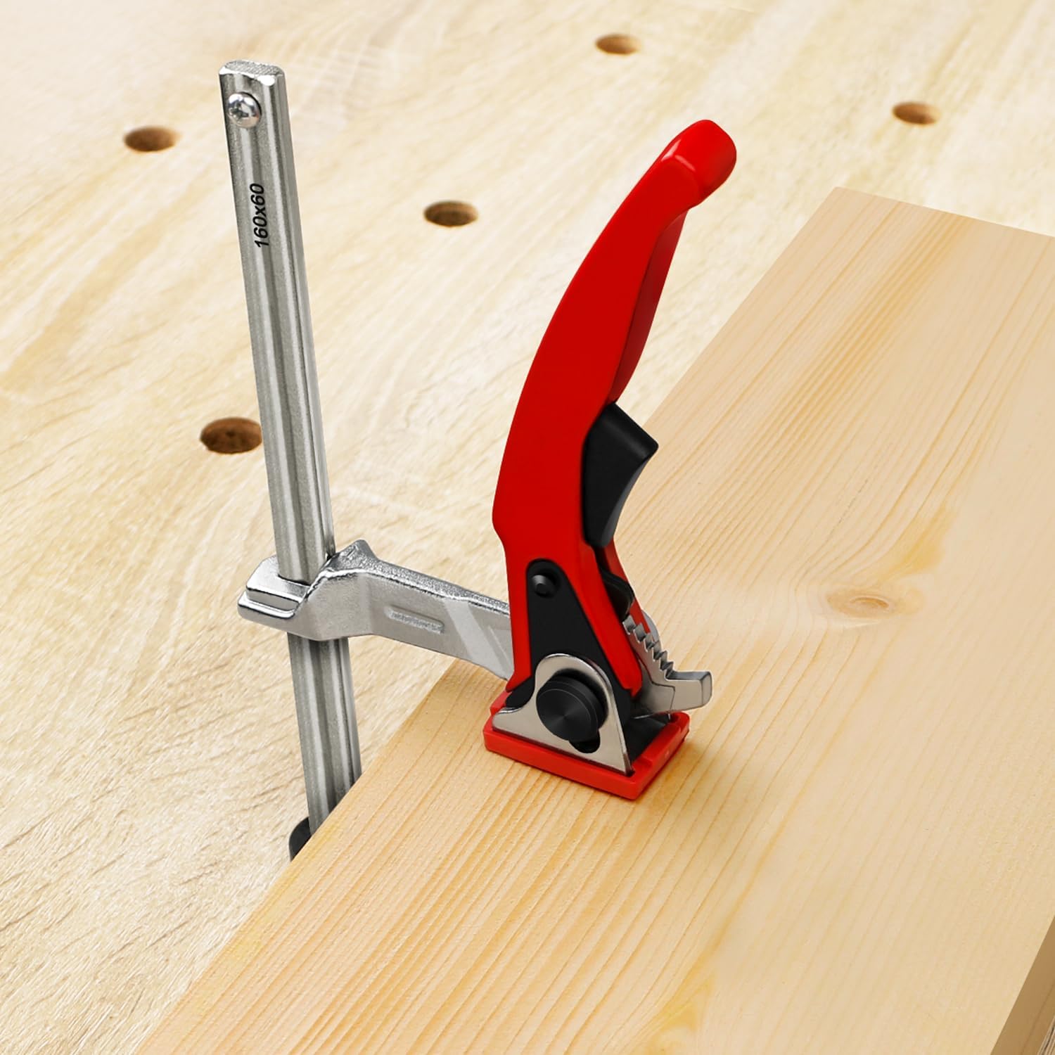 Bench Dog Clamp for Woodworking 3/4" Dog Hole, 2 Pack Quick-Ratchet Bench Clamps with 19mm Non-Slip Bench Dogs, Heavy-Duty Chrome Vanadium, Compatible with MFT Tables and Workbenches