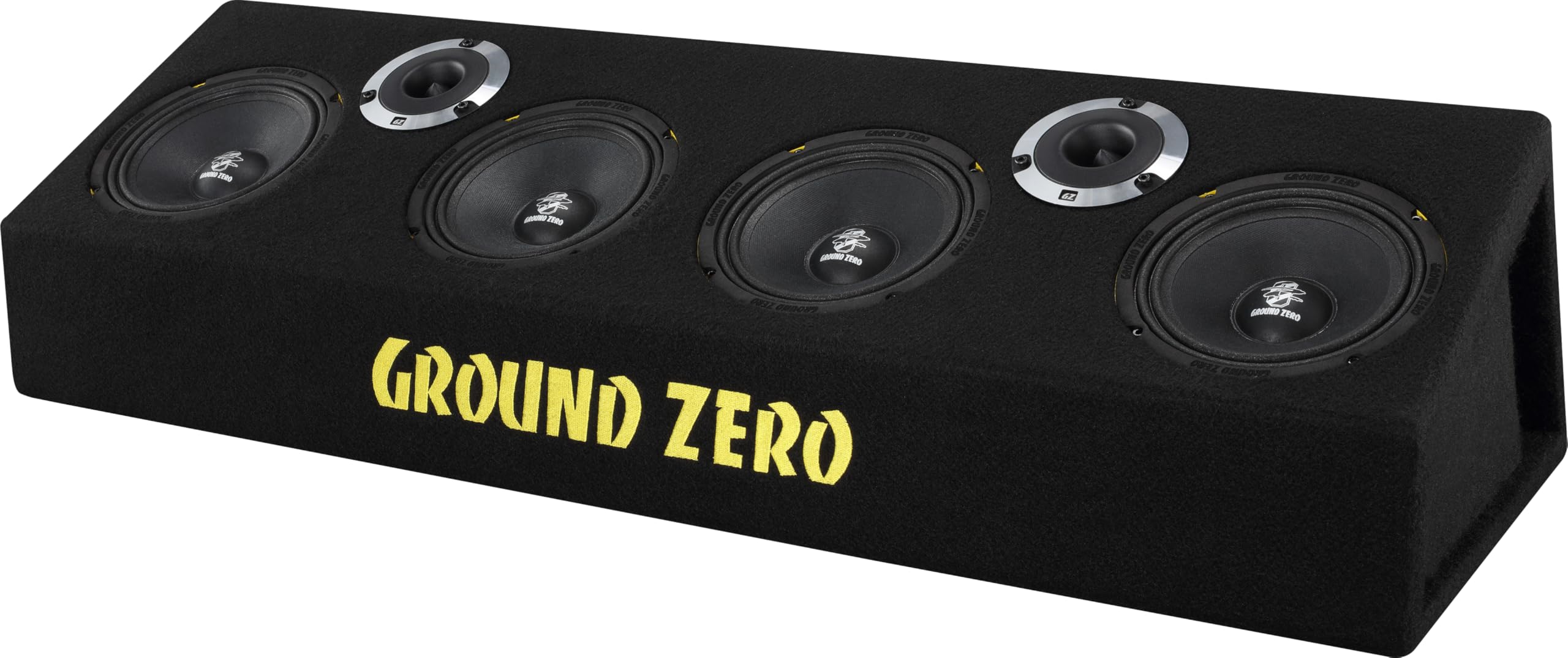 Ground Zero GZCB 16.2XSPL, SPL Lautsprecherbox – 2-Wege Fullrange, 4x165 mm, 2X Hornhochtöner, 4 Ohm, 400W RMS, 50 Hz - 25 kHz, 30x22x90 cm
