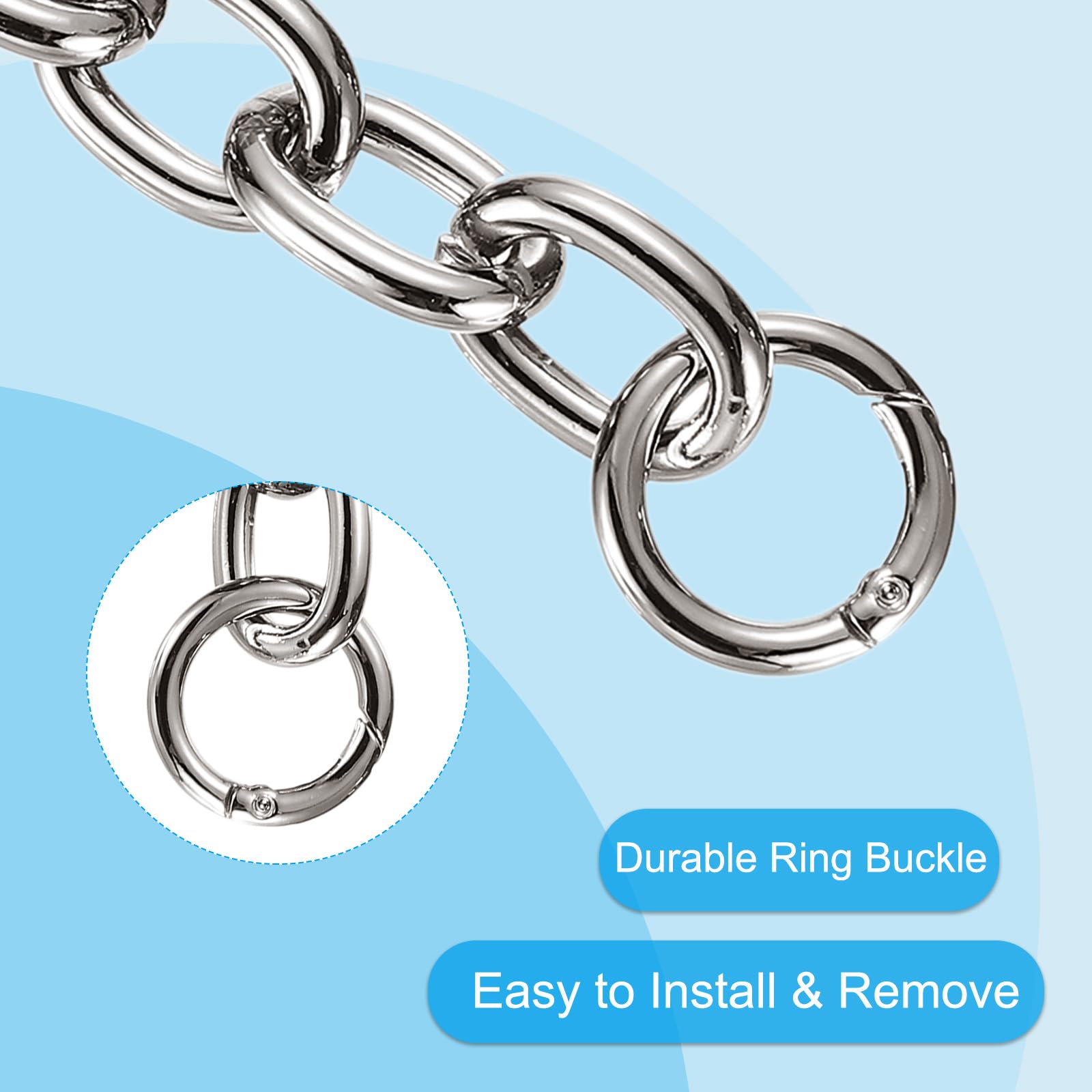 PATIKIL Purse Extender Chains, 14.5cm Metal Purse Chain Strap Extenders Lengthen Bag Chain Crossbody Shoulder Handbags Strap for DIY Handbags Crossbody Bags Purse, Silver - Image 3