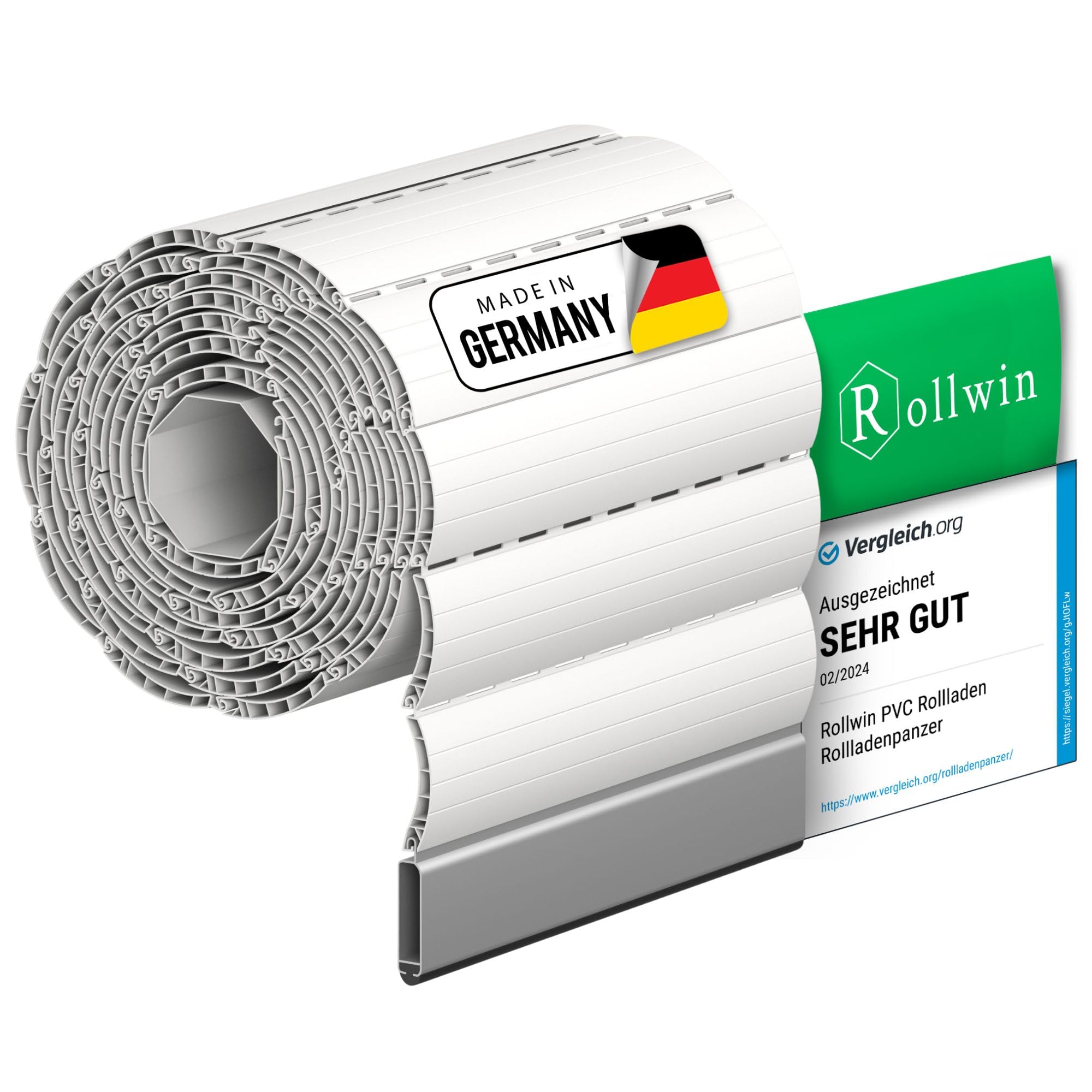 ROLLADEN PVC Mini 38 Weiss Ungebohrte Endleiste Rolladenpanzer Kunststoff Lamelle mit Hohlleiste Rollladenfenster Rollladen DEUTSCHE Produktion zum Einbauen Hier Konfigurieren »»