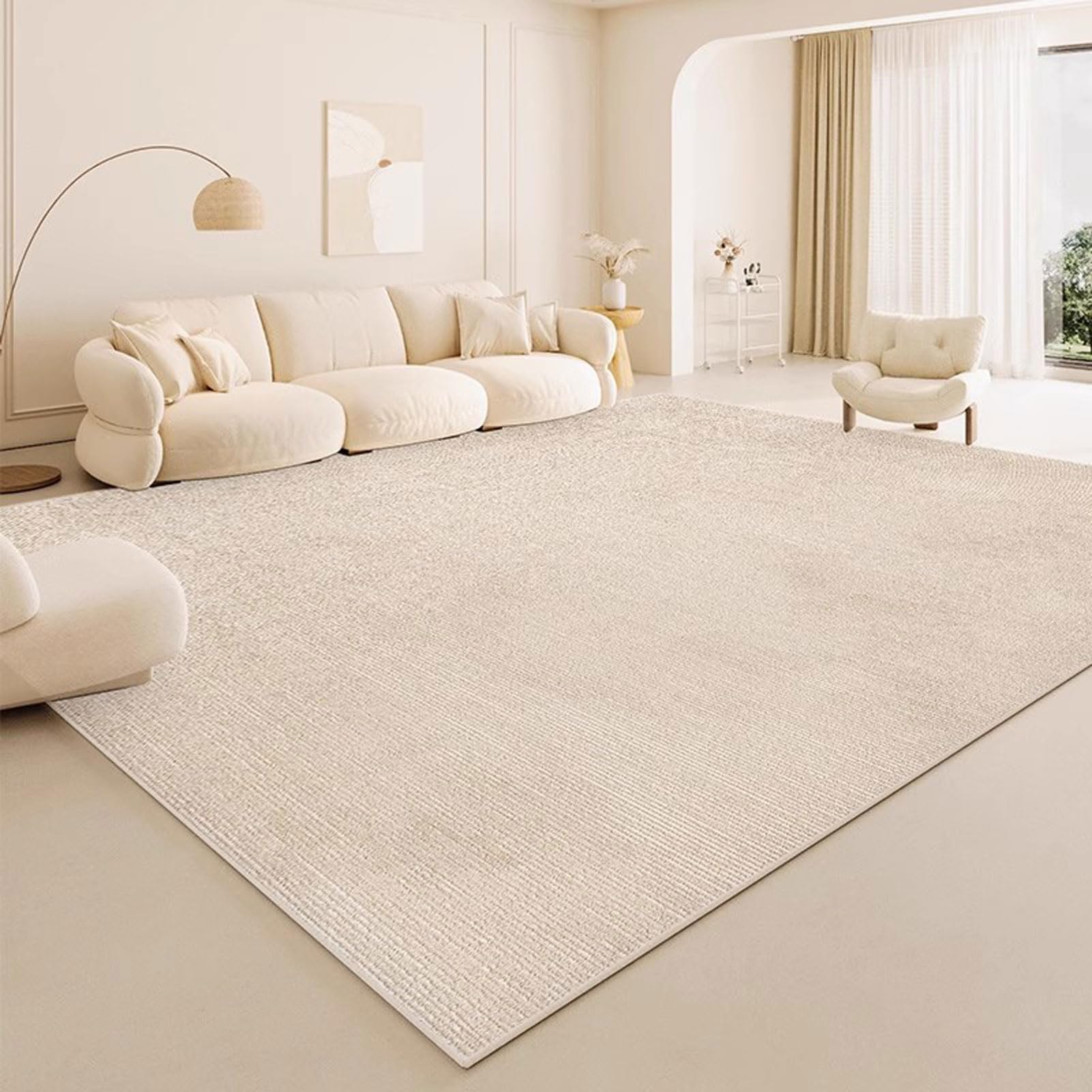 Alfombra Salon Pelo Corto, Ultra Suave Alfombra de Suelo Dormitorio, Alfombra Estilo Crema, Falsa Cachemira, Superficie Fácil de Limpiar, para Recámara, Sofá, Suelo (E 160x200cm)