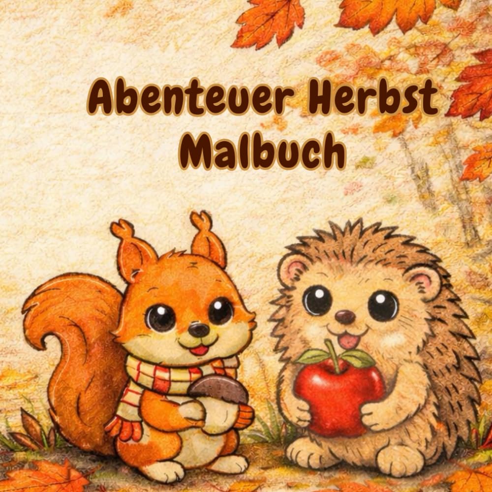 Abenteuer Herbst Malbuch - für Kinder ab 3 Jahren: 52 liebevolle Motive mit Tieren, Natur & gemütlichen Szenen für klein & groß