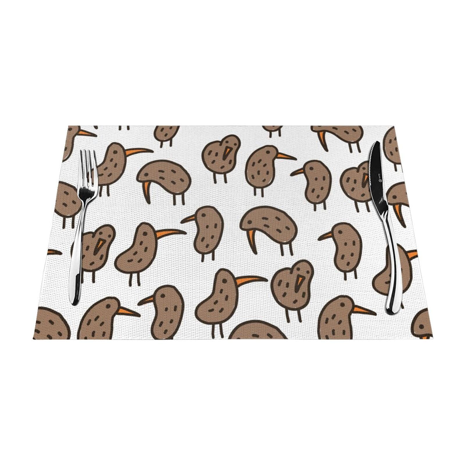 PVC Placemat Set of 4 PCS, 45x30 CM, Kiwi Bird Cute Printed Non-Slip Heat Resistant Place Mats for Kitchen Dining Table Indoor Outdoor