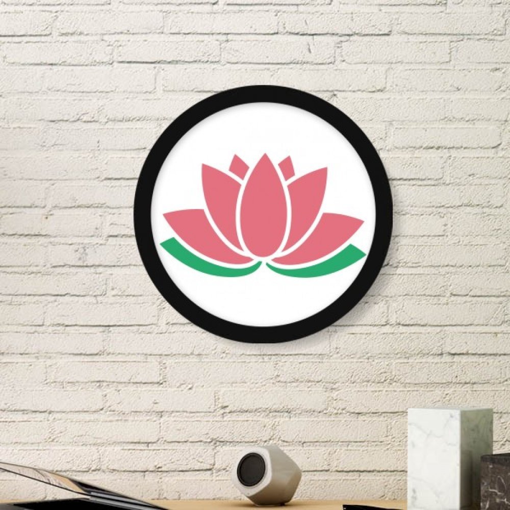 Cadre photo rond en bois noir avec peinture de fleur de lotus DIYthinker pour décor