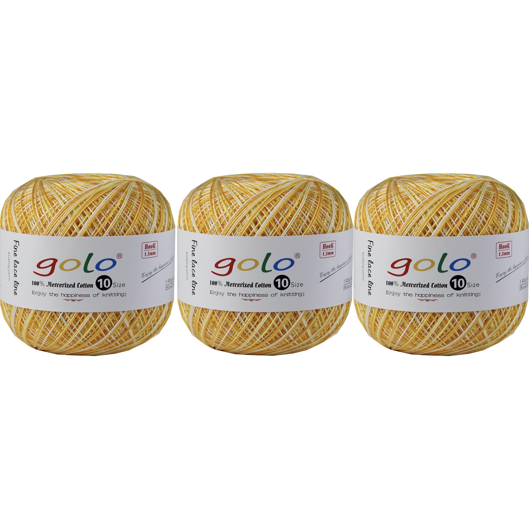 golo 3 Balls Crochet Thread Size 10 Crochet Yarn for Hand Knitting