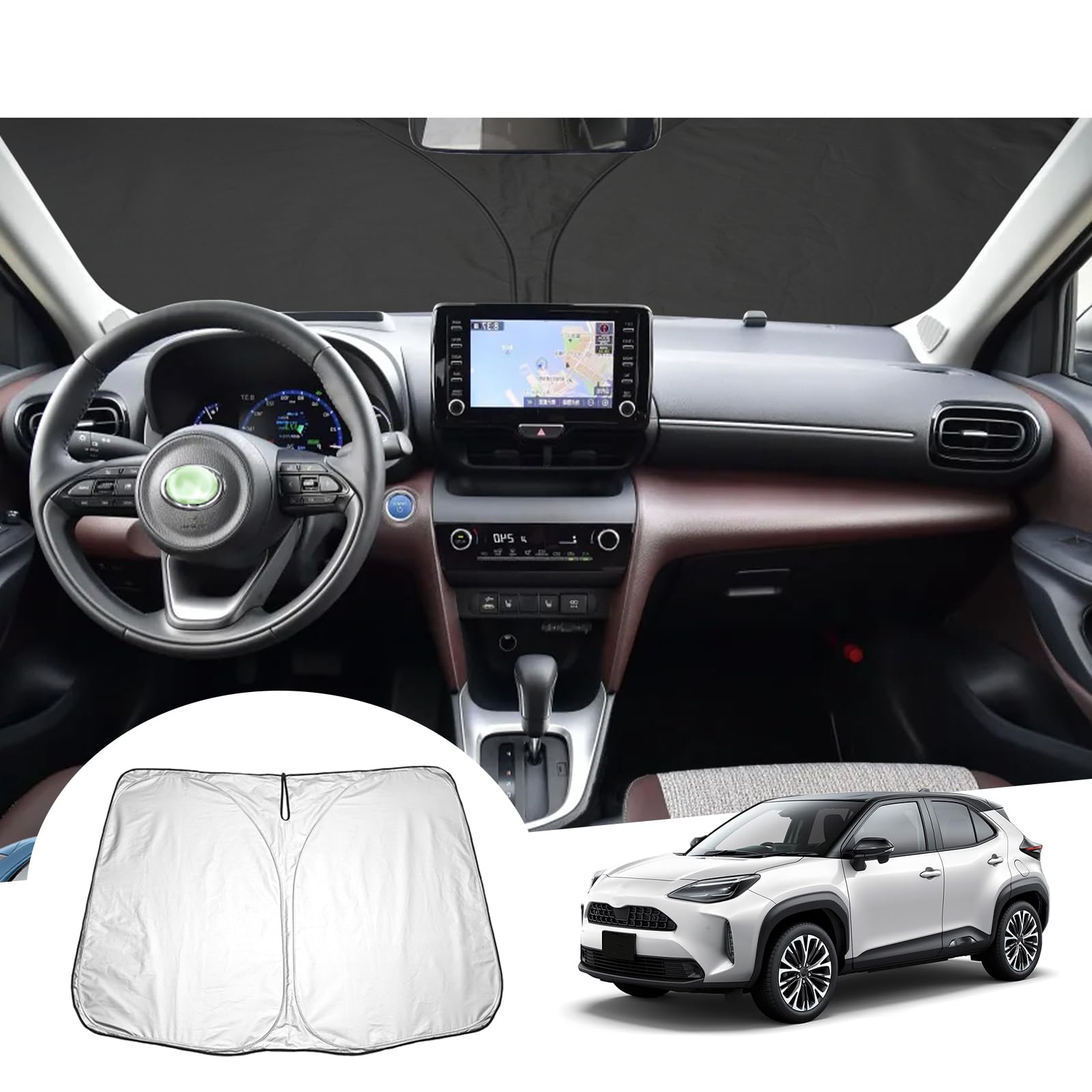 [Upgrade] GAFAT Compatibile con Toyota Yaris Cross 2020-2025 2026 Parasole per Parabrezza Interno, Protezione Solare, Raffreddamento, Protezione UV, Accessori Yaris Cross 2025 [Non per Yαris]