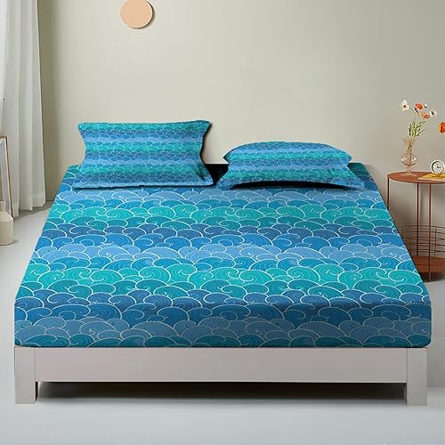 Sábana bajera ajustable de 3 piezas con temática náutica, diseño de envío marítimo de dibujos animados, ultra suave y transpirable, se adapta