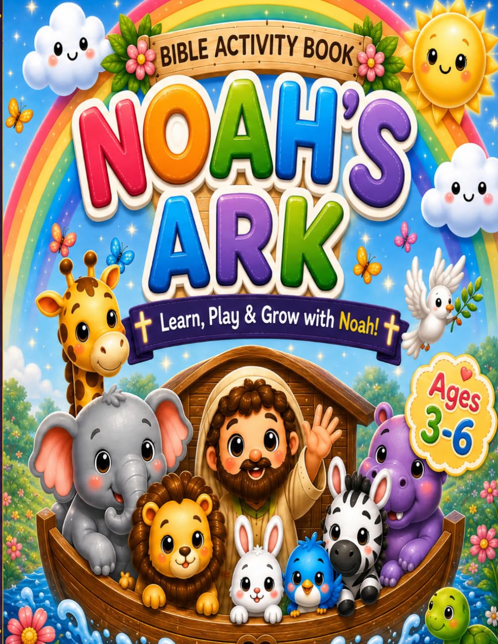 Noah’s Ark Activity Book: Bible Stories, Mazes, Tracing, Crafts & Fun Activities for Ages 3–6
