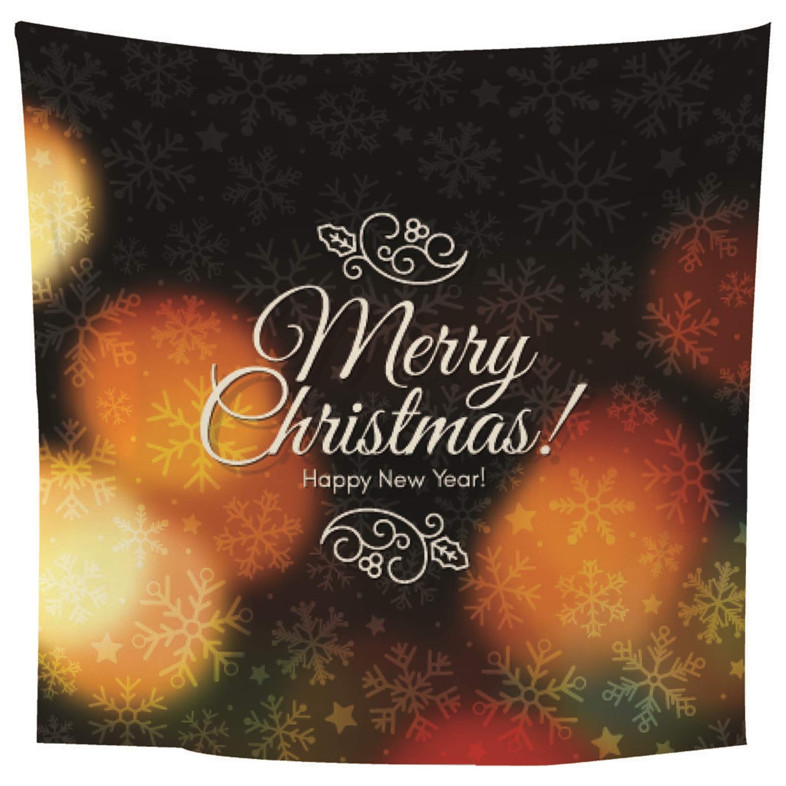 Tapiz Yoga Suelo, Decoracion de Navidad para Exterior Copos de Nieve Feliz Navidad Feliz Año Nuevo Amarillo Marron Poliéster Papel Tapiz Decorativos 260X240cm