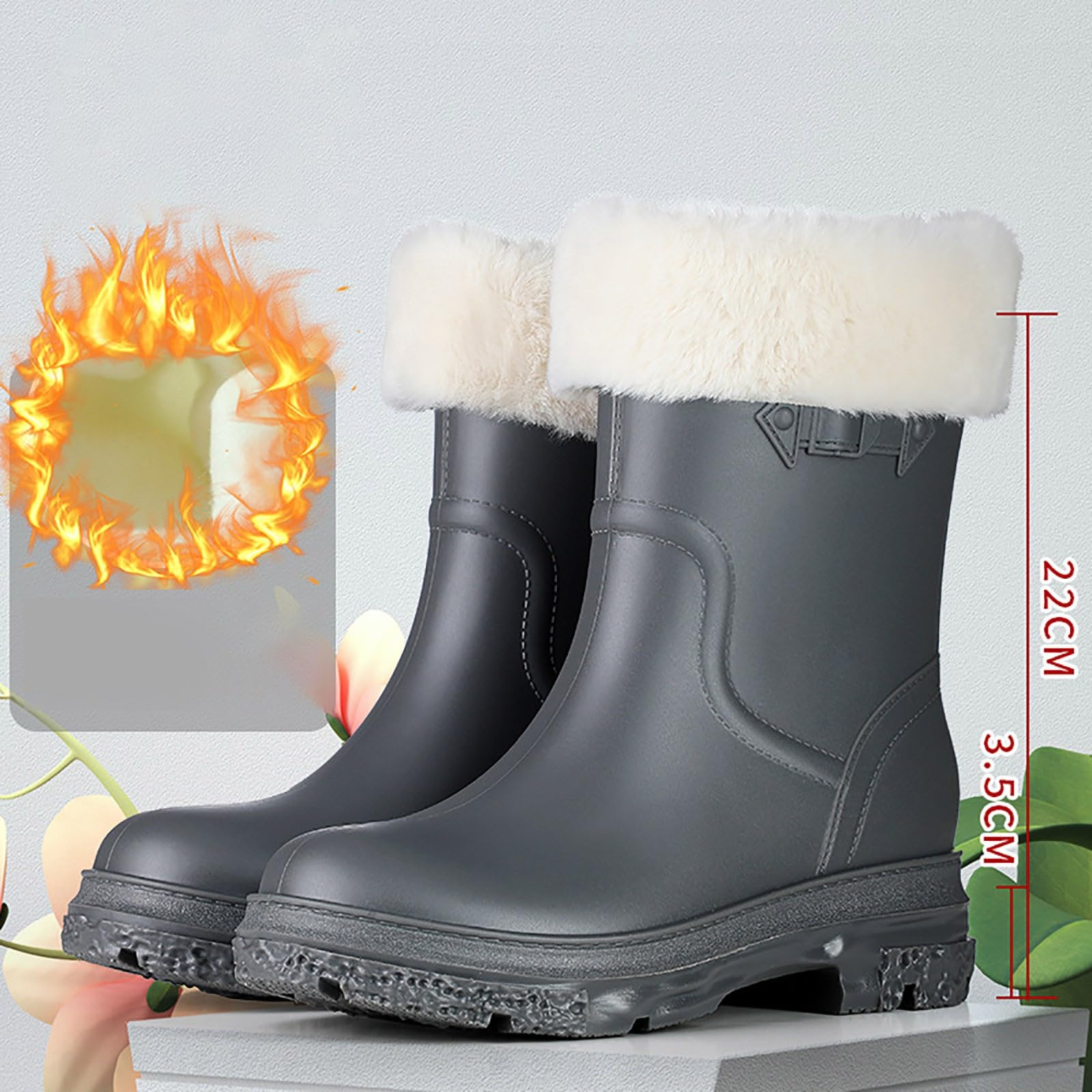 Genérico Botas Altas Mujer Agua, Botas De Agua De Mujer, Talla Grande Antideslizante Impermeables Ligero Galochas Cómodo Monocromo Casual Moda Holgados Botas Adecuado Para Días Lluviosos