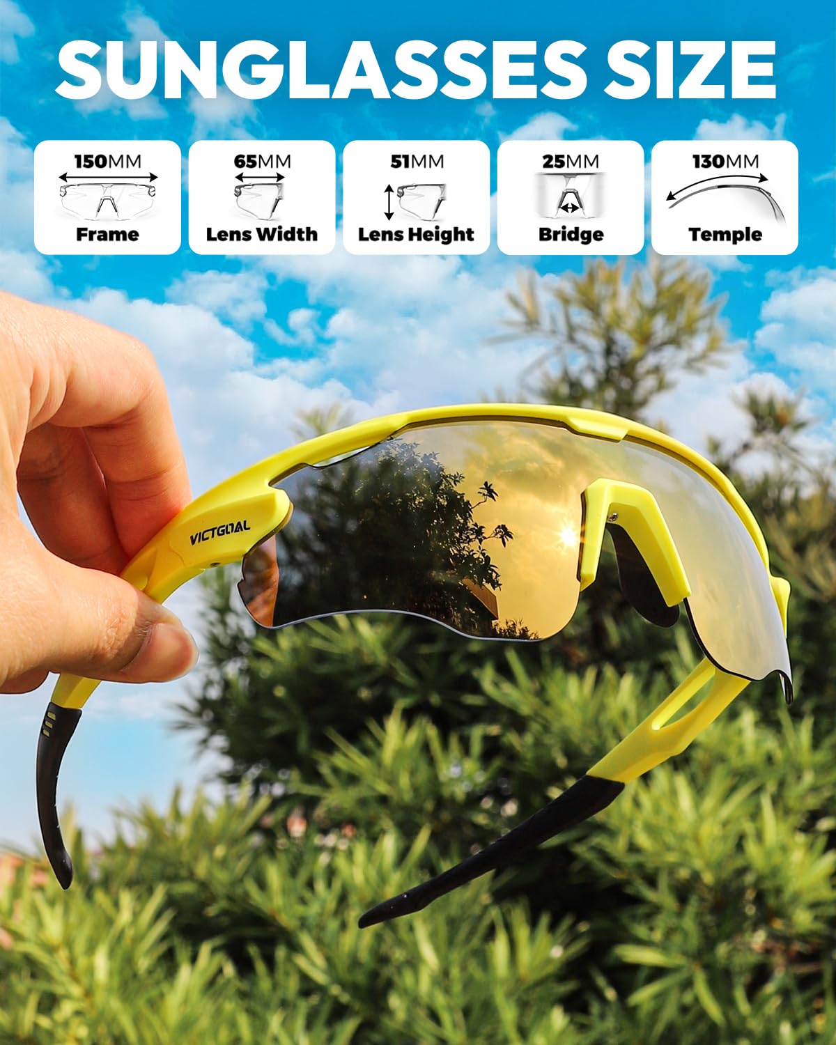 Victgoal Lunettes de cyclisme avec verres polarisés, protection UV400, anti-reflet, lunettes de soleil pour homme et femme, monture TR90, ultra légères, pour sports de plein air, cyclisme, course à