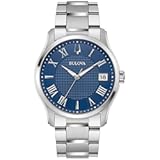 Men&apos;s Classic Wilton 3 Hand Silver Stainless Steel Watch&comma; Blue Dial&comma; 3 Hand Style&colon; 96B386