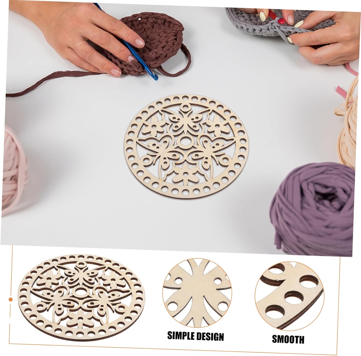2pcs Wooden Basket Bottom for Crochet Sturdy Shaping Base for DIY Crafting and Weaving Durable Wooden Base for Bag Making and Knitting Supplies