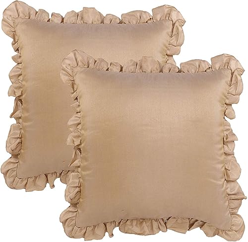 The White Petals Fundas de almohada doradas (volantes, 20 x 20 pulgadas, paquete de 2)