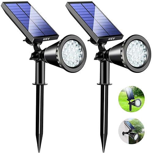 KEV 800 Lumens Solar Spot Lights Outdoor,18 LEDs Solar Flood