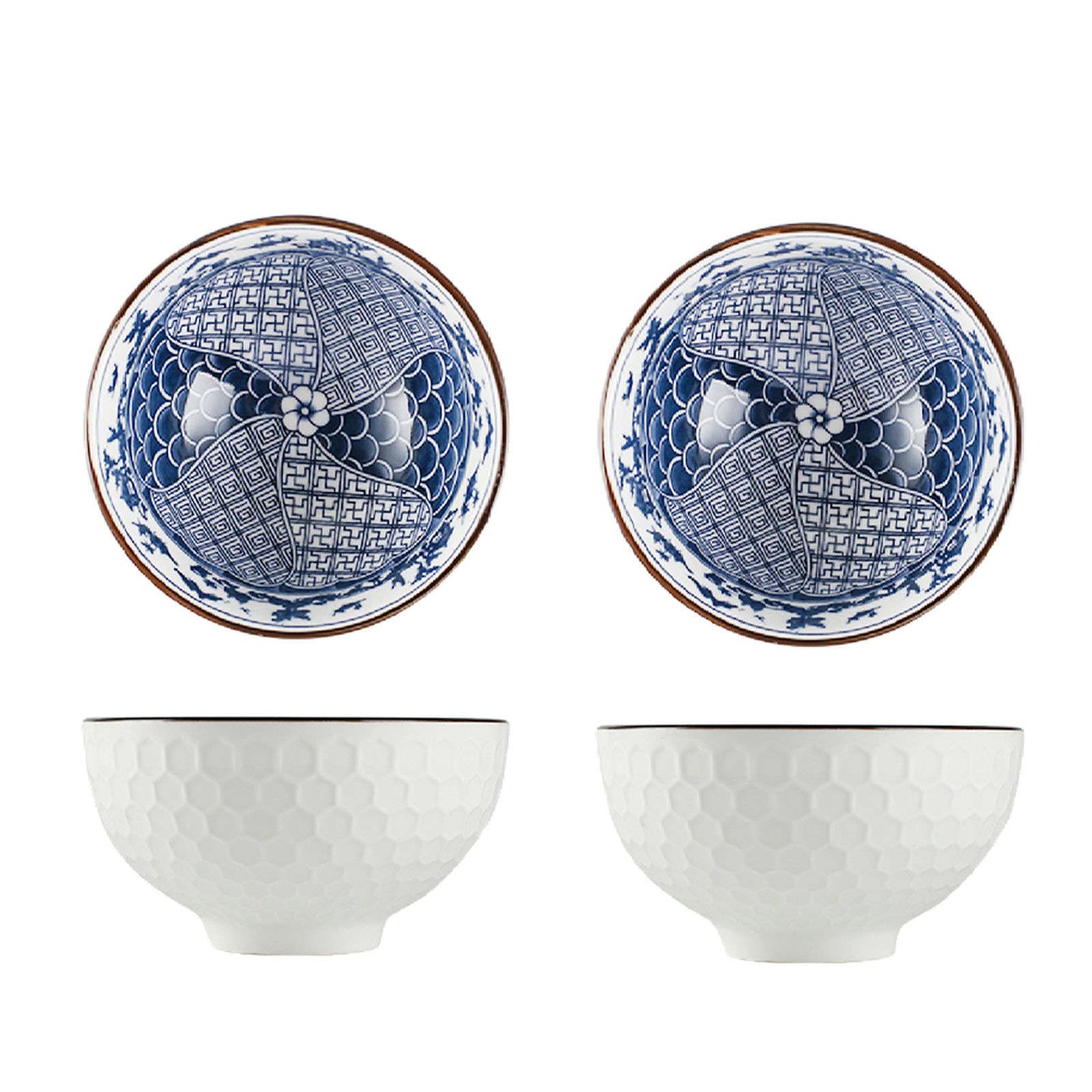 4 sztuki ceramiczne miski do ryżu 10 uncji, miska w stylu japońskim, różne naczynia stołowe miski do serwowania płatków śniadaniowych, zupy, deserów, przekąsek, owoców-B-1 (Color : A, Size : 1 UK)