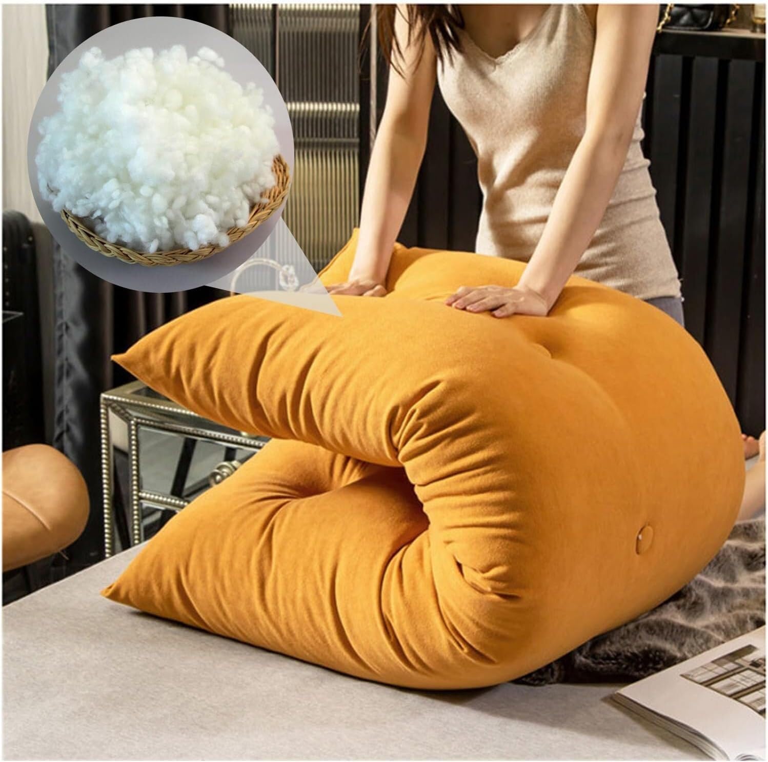 Almohada de Espuma viscoelástica para la Espalda Cojín Triangular en Forma de cuña for cabecera, Respaldo de sofá, Soporte de Lectura for Cama(60cm)