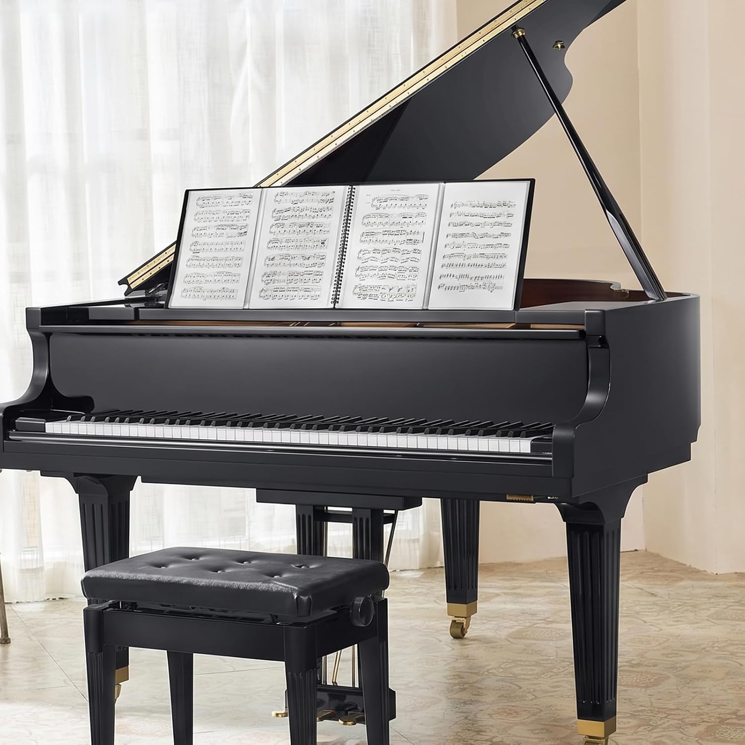 4 Page Expand Sheet Music Folder, 60 Pockets Music Binder for 8.5 x 11 Letter Size, Write Directly on Pages for Piano, Choir & Band