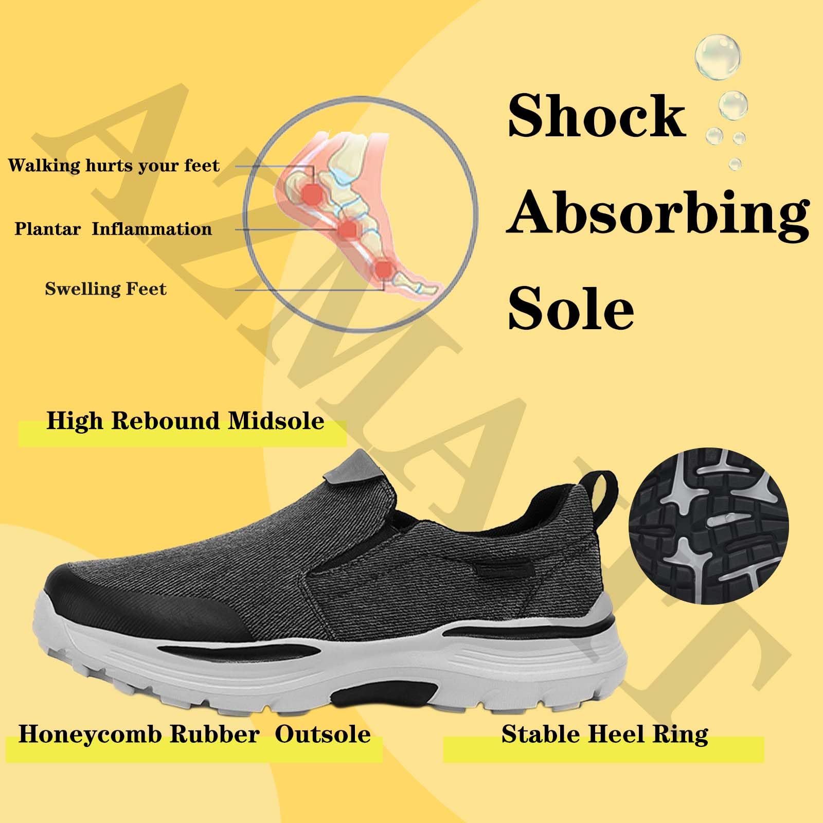 Scarpe per Diabetici Uomo Estive Scarpe Sportive Ortopediche Traspiranti Pantofole da Casa Leggero Antiscivolo Scarpe da Passeggio Senza Lacci,Cachi,45/275mm