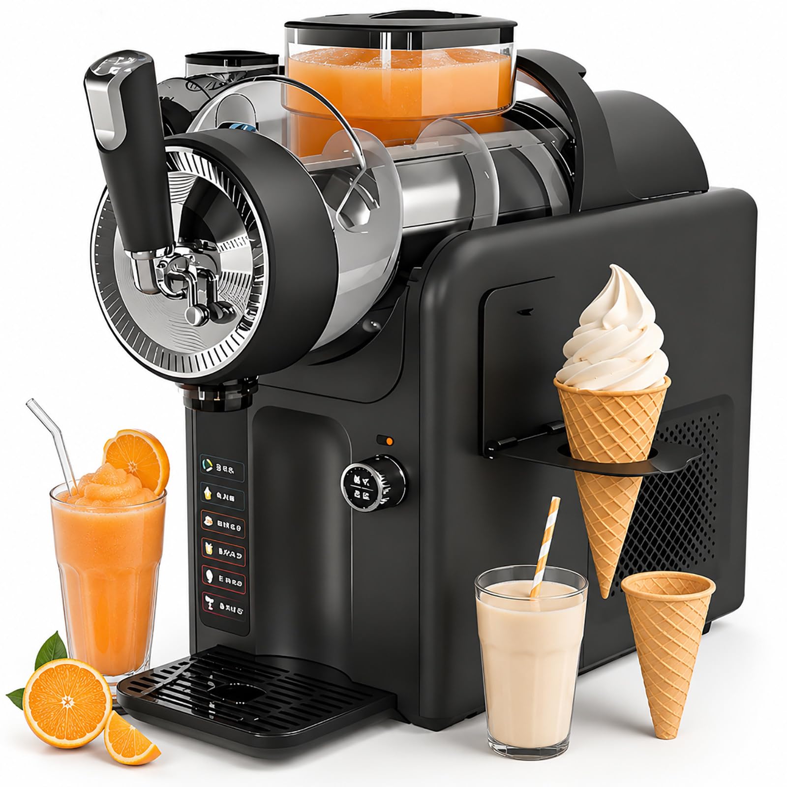 Máquina de Granizados Sin Hielo, 2L - Frozen Drink Maker 185W, 5 Modos, Pantalla LED, Limpieza Auto, Casa Fiesta Black