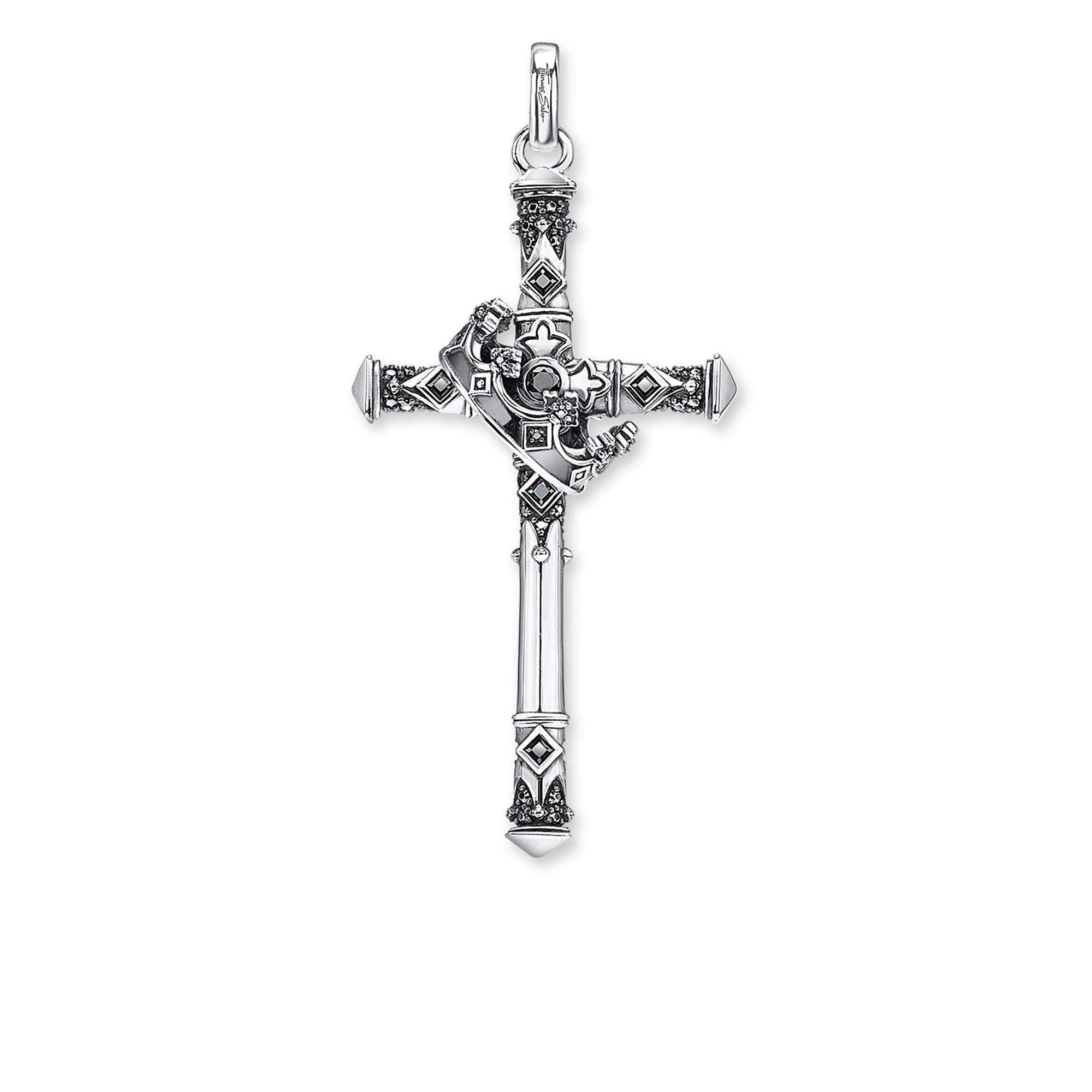 THOMAS SABO Anhänger Kreuz und Krone 925 Sterlingsilber, Geschwärzt