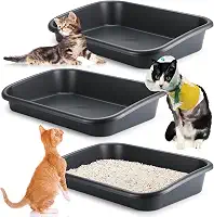 Uiifan Caixa de areia para gatos idosos de entrada baixa, 3 peças, caixa de areia para animais de estimação, entrada baixa, caixa de areia para gatos idosos com deficiência, fácil de limpar