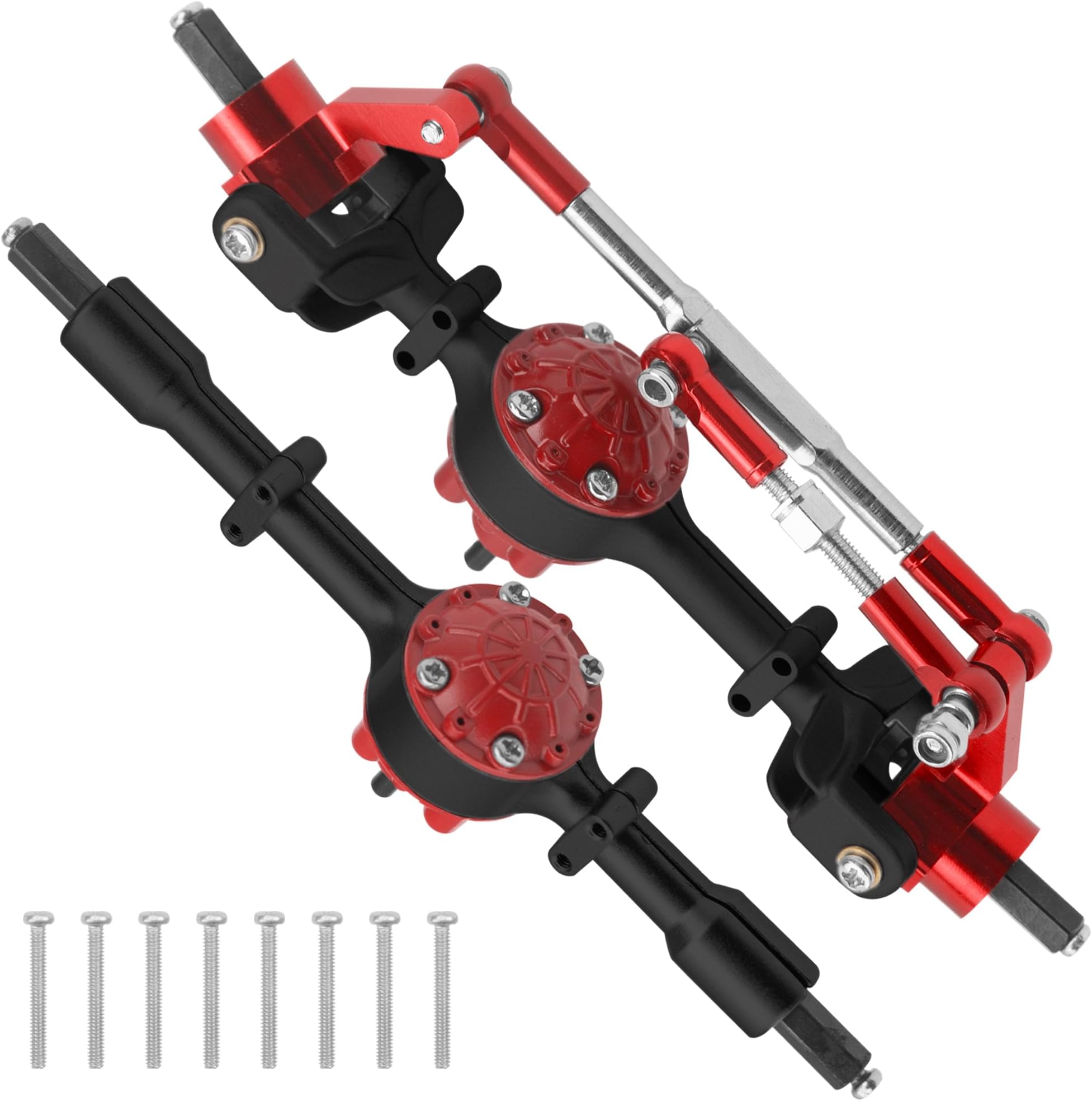 Metal Front & Rear Portal Axle Set Upgrades Parts Compatible with WPL C14 C24 C34 C44 B14 B24 1/16 RC Car (Black)