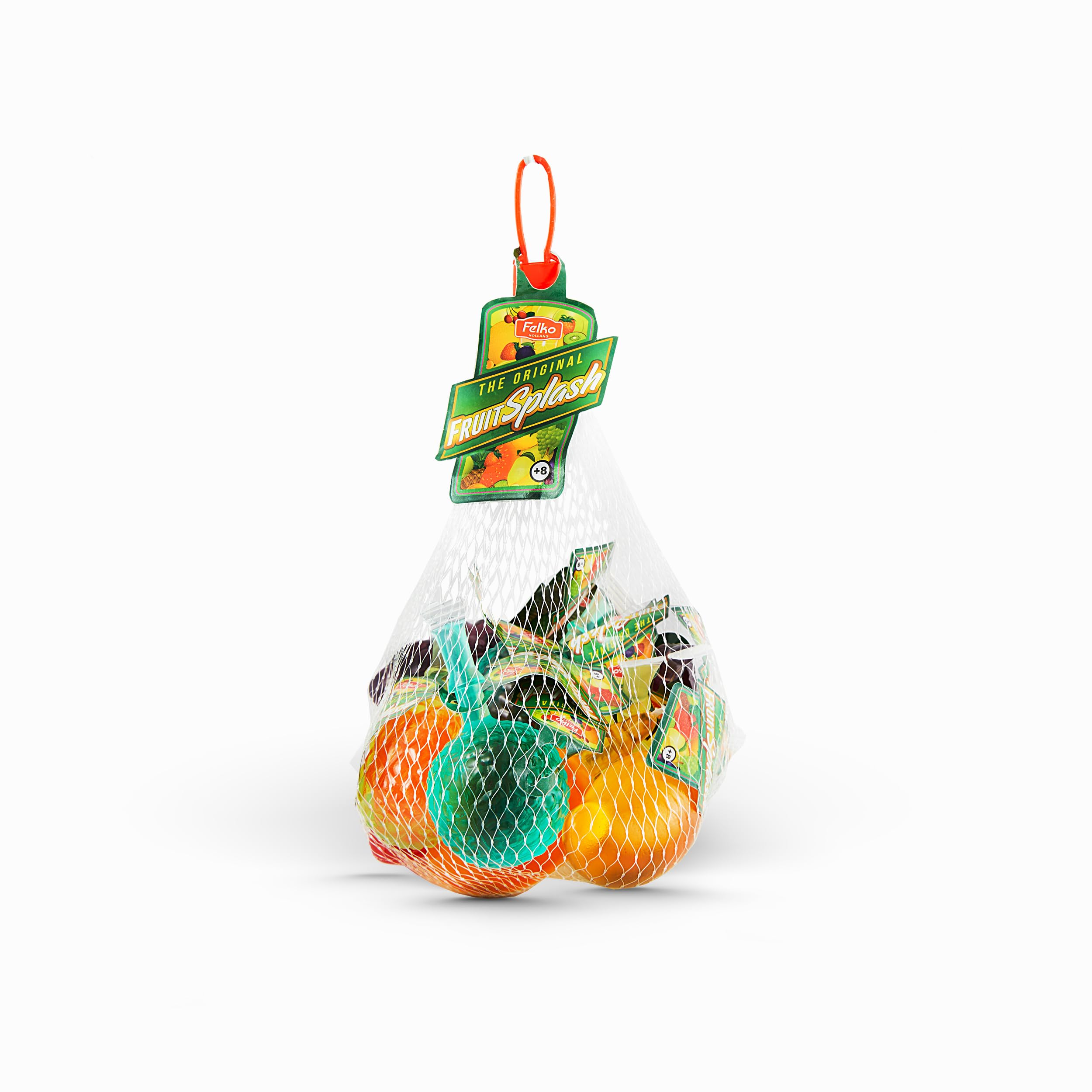 Fruit Splash - Paquete de 24 redes, 10 redes, frutas de plástico rellenas de líquido amniótico, diversión infantil, dulces para niños, regalos originales para fiestas Instagram TikTok + pegatinas
