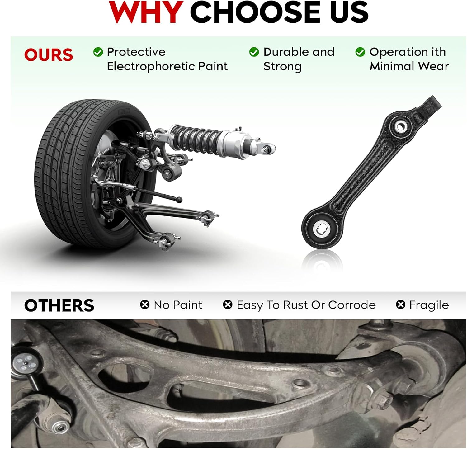 RWD Front Lower Forward & Rearward Control Arms Assembly Fit for Chrysler 300(RWD) 2005-2010 Charger (RWD) 2006-2010 Dodge Magnum(RWD) 2005-2008- 4pcs