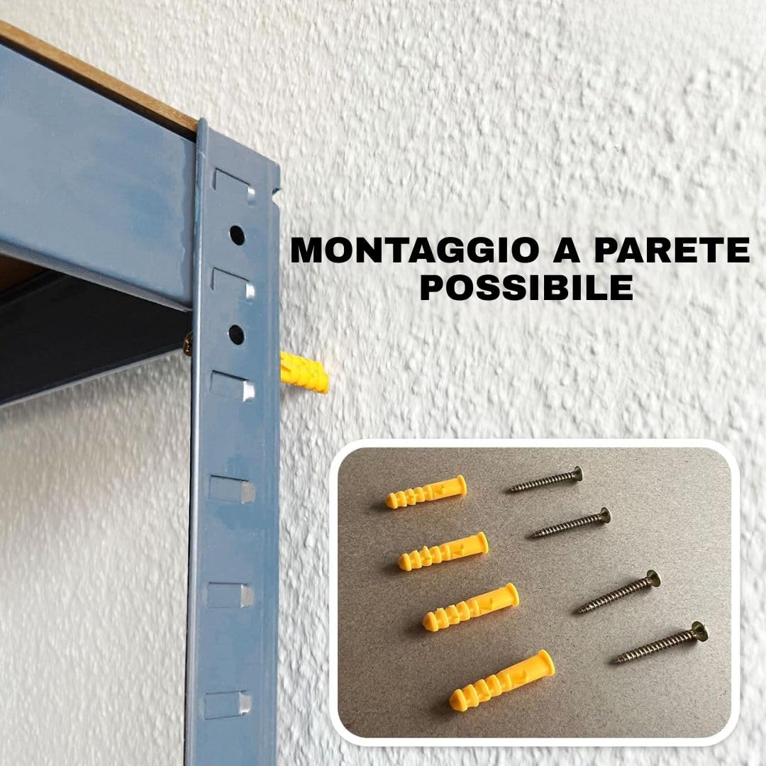 etm Scaffalatura per carichi pesanti, garage, cantina, officina, scaffalatura per magazzino, cantina, elevata portata e ripiani regolabili (grigio antracite, 180 x 120 x 45 cm)