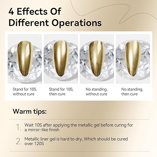 Miniatura 4 de MIZHSE Juego de esmalte de uñas con revestimiento de gel, pintura de gel dorada con purpurina para uñas, diseño de uñas en remolino, pintura de