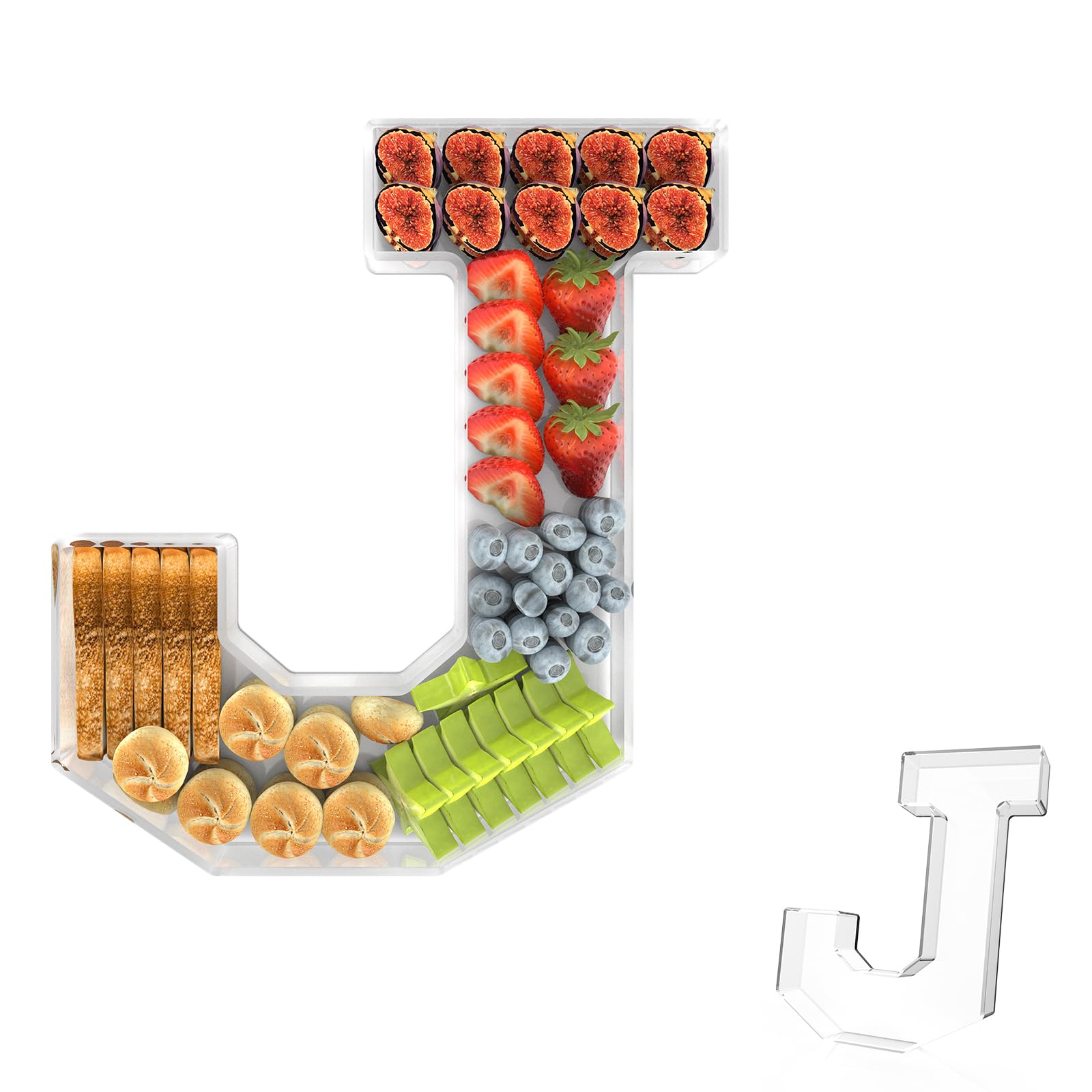 11" Acrylic Letter Charcuterie Tray,Fillable Alphabet &amp; Number Box(Letter J)