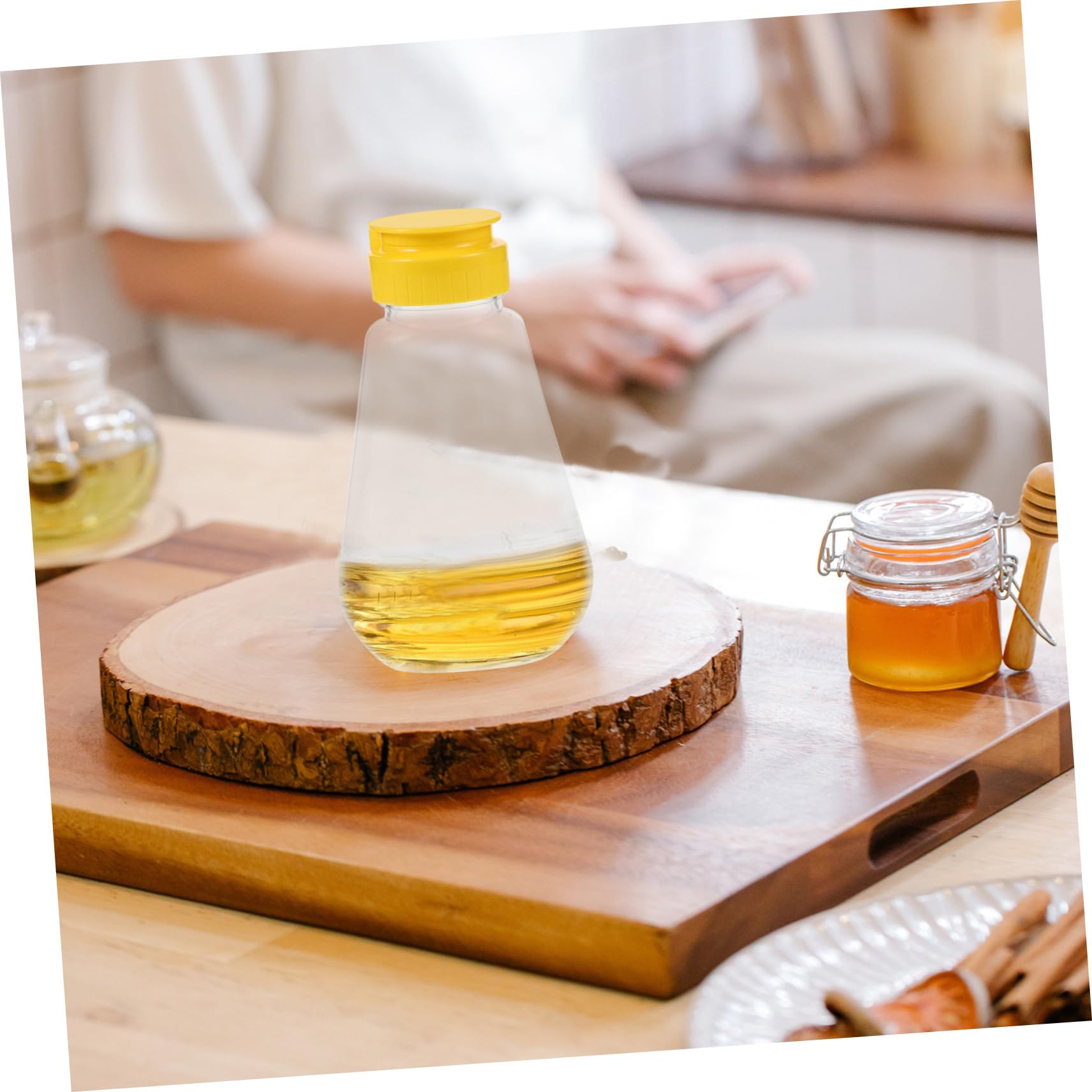 POPETPOP Squeeze Honey Containers 2pcs Salad Dressing Bottles Ketchup Mustard Bottle Syrup Container Easy Flip Cap Design