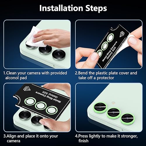 Vista 234 de para Samsung Galaxy Z Flip 7 Protector de Lente de Cámara, Cubierta de Lente de Vidrio Templado con Anillo de Metal Individual, [Fuerte Adhesión] 1