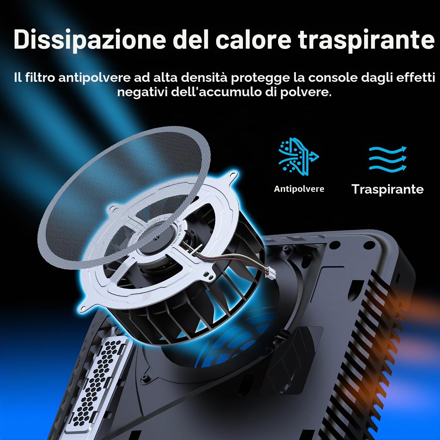 GRAUGEAR Set di filtri antipolvere di alta qualità per PS5, PS5 Slim e Pro Include coperture in silicone e spazzole per la pulizia per una maggiore durata e prestazioni migliori. (con copertura per