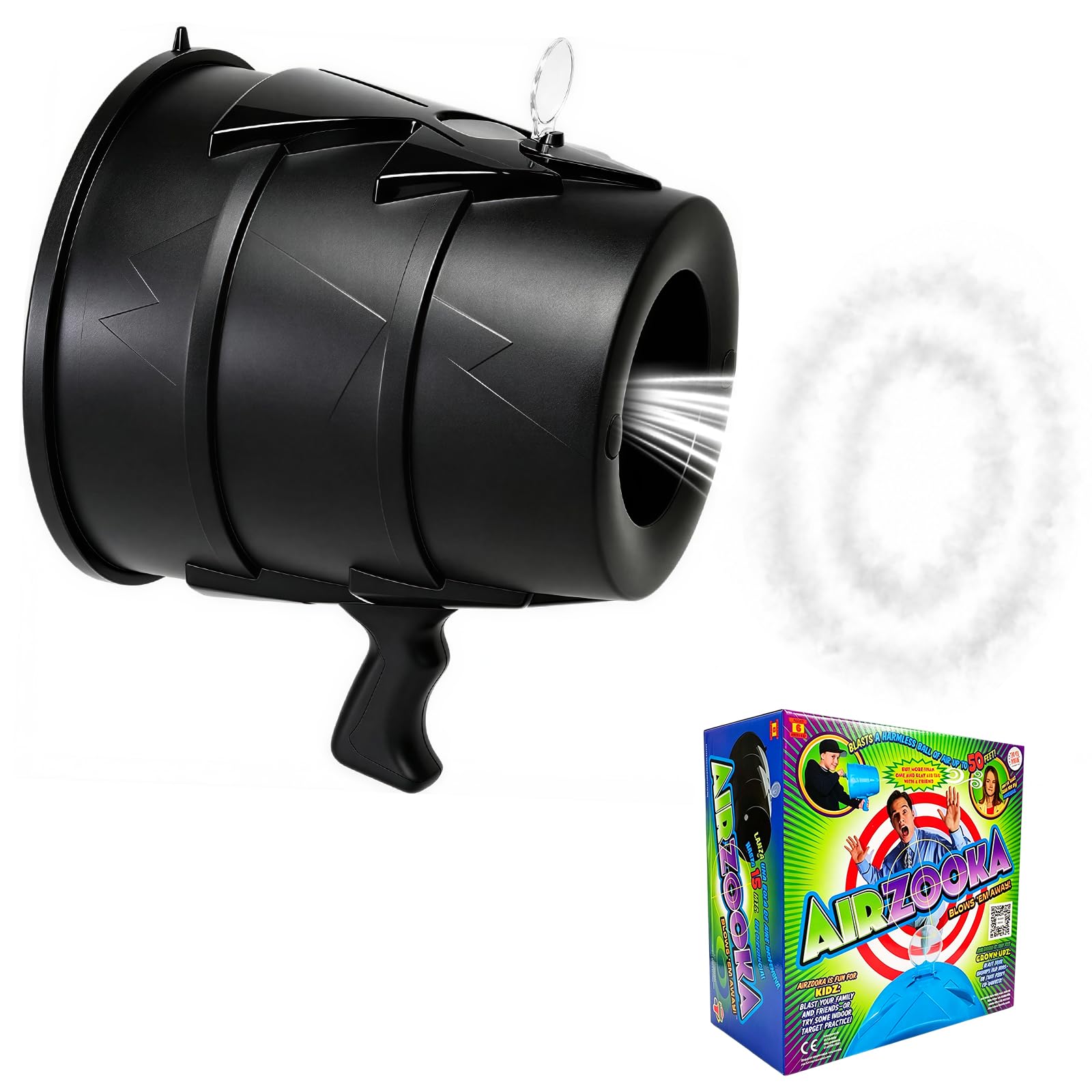Air Vortex Kanone für Erwachsene, Luftkanone, Air Cannon Gadget, Handheld Air Blaster, Luft Kanone mit 5 m Reichweite, Vortex Gun, Bullseye Blaster, Partyspiel (Schwarz)
