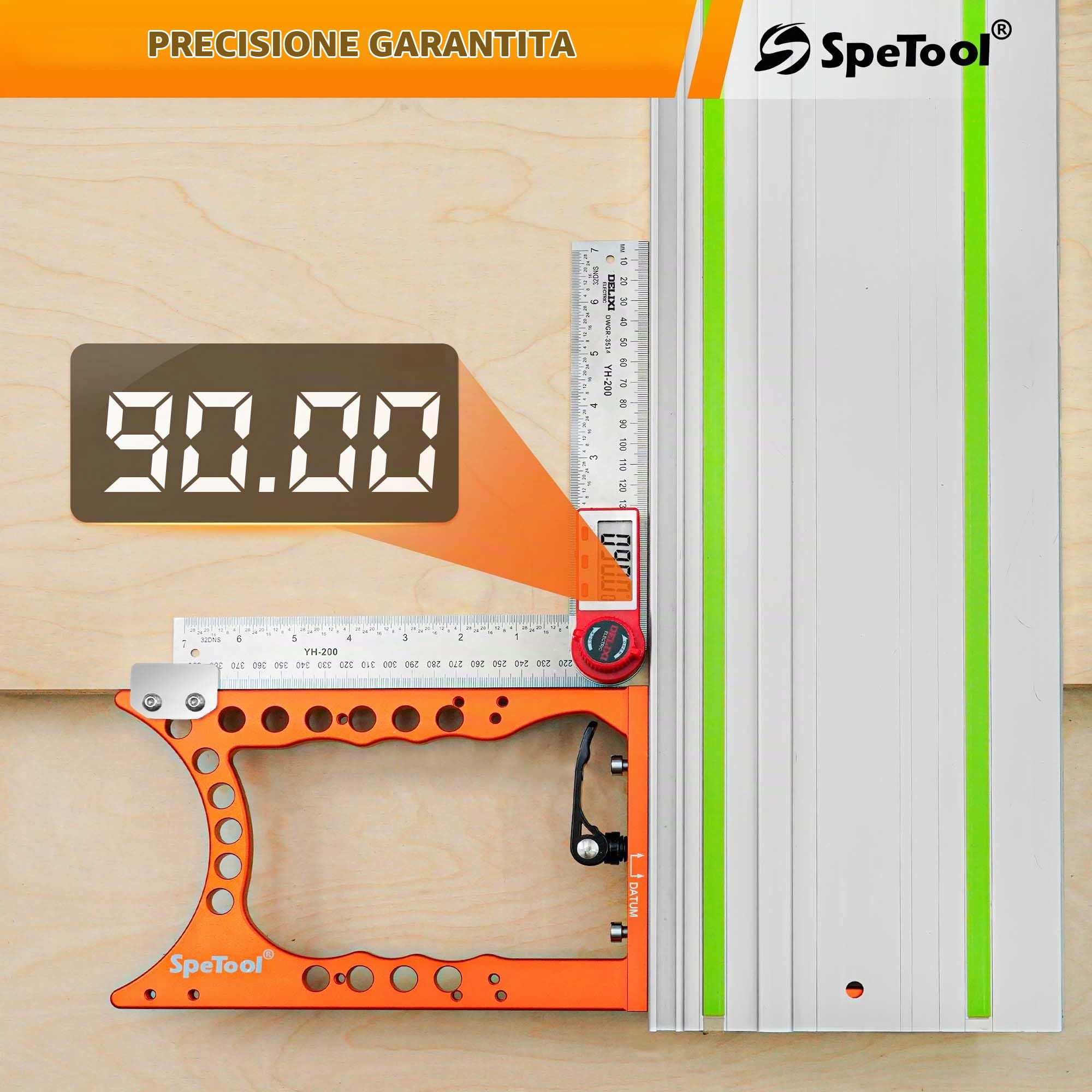 SpeTool Angolo di guida di precisione a 90° per tracksaws, precisione ±0,01°, blocco rapido e protezione binario, extra grande e spesso, compatibile con Festool, Makita, Milwaukee, Powertec, WEN