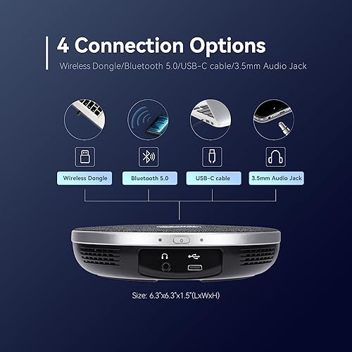 Miniatura 6 de TONGVEO Sistema de cámara de sala de conferencias 4K, cámara PTZ de seguimiento automático AI Zoom digital 5X con altavoz de 120 gran angular USB3.0