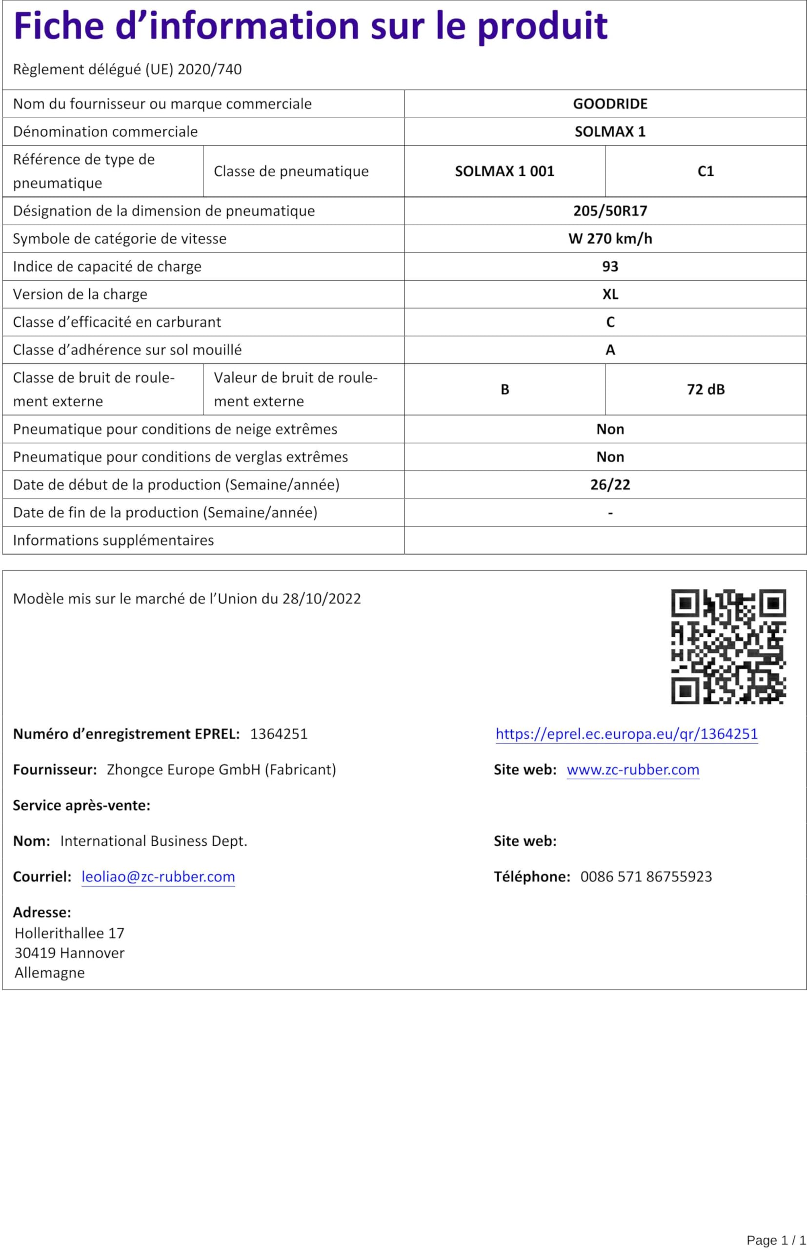 Goodride Pneumatico per Auto, Standard