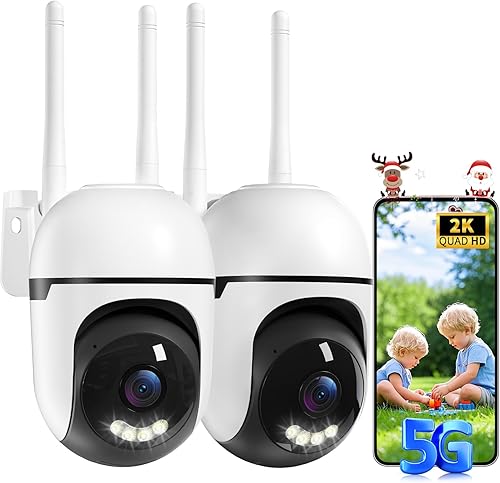 Cámara de seguridad con cable para exteriores, cámaras de seguridad 2K al aire libre, cámara de vigilancia WiFi de 2.4G y 5 GHzdomo, IP66